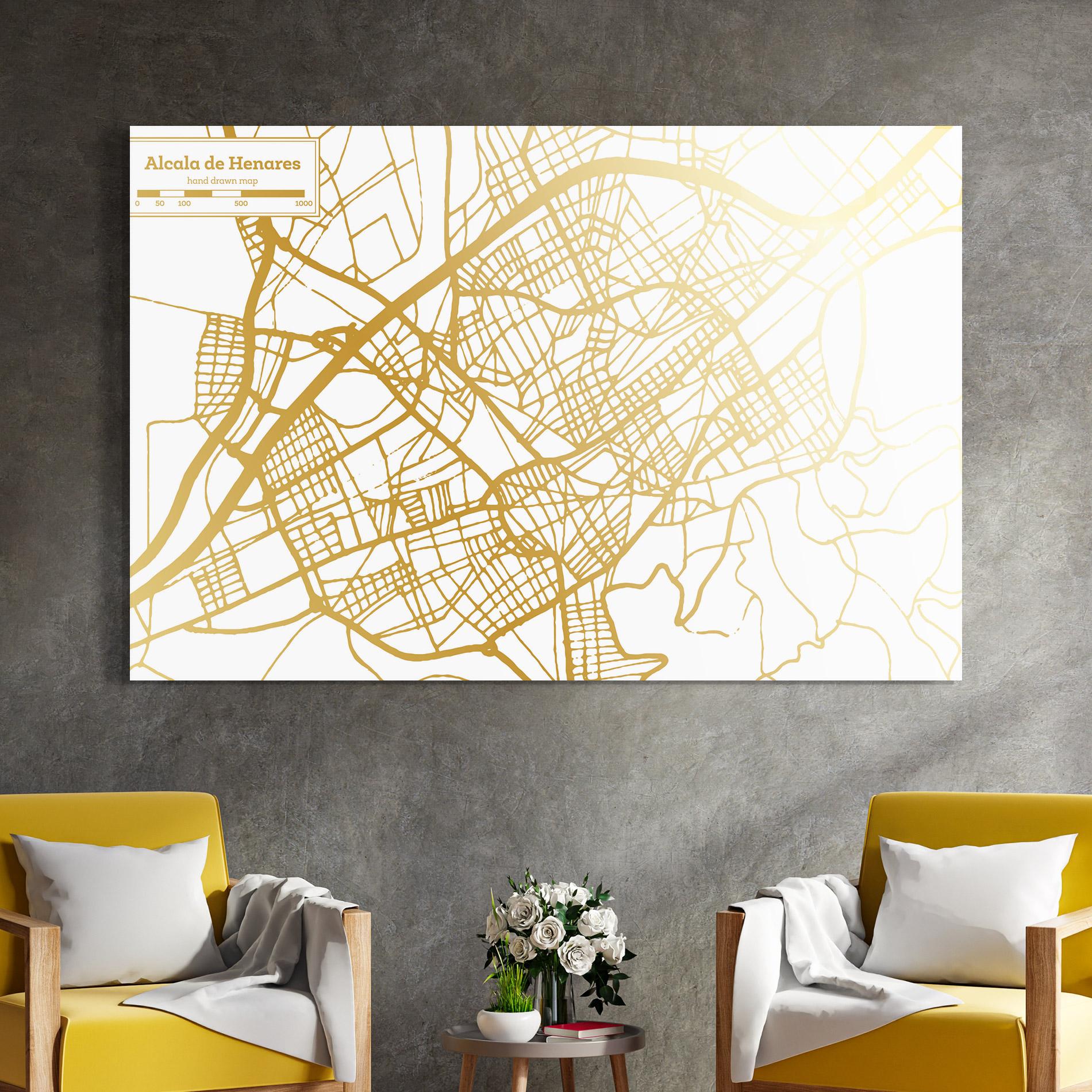 Tablou Sticla Alcala De Henares Map mockup 4