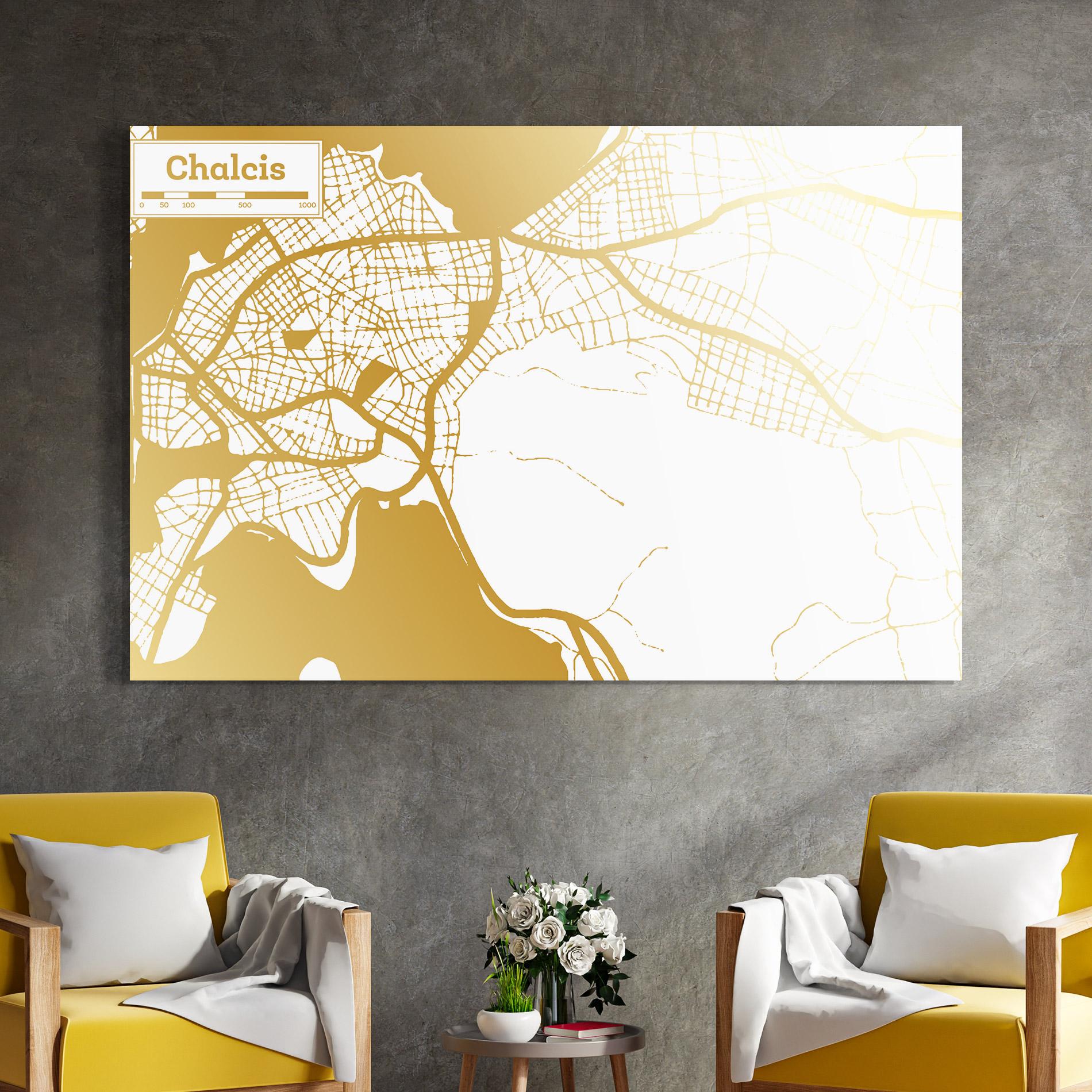 Tablou Sticla Chalcis Gold Map mockup 4