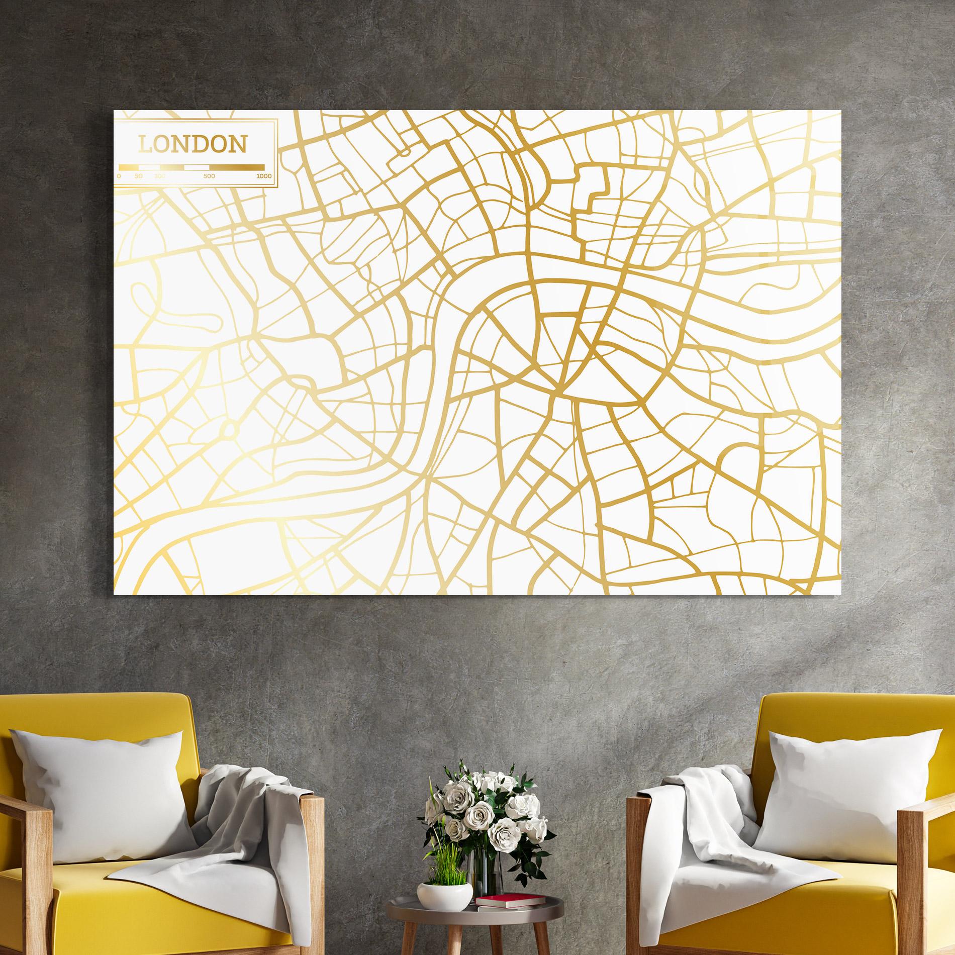 Tablou Sticla London Gold Map mockup 4
