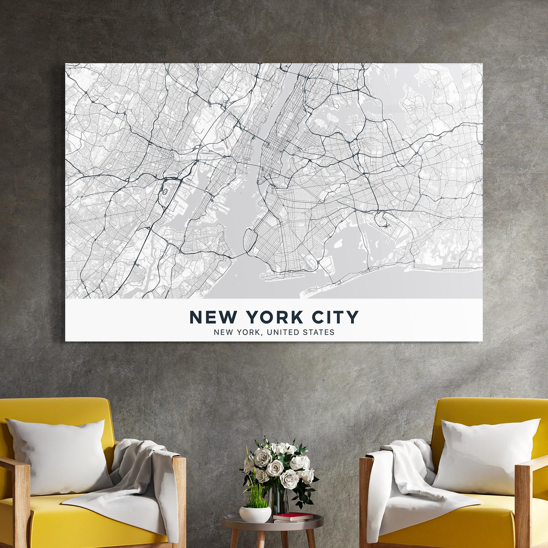 Tablou Sticla New York Map mockup 4