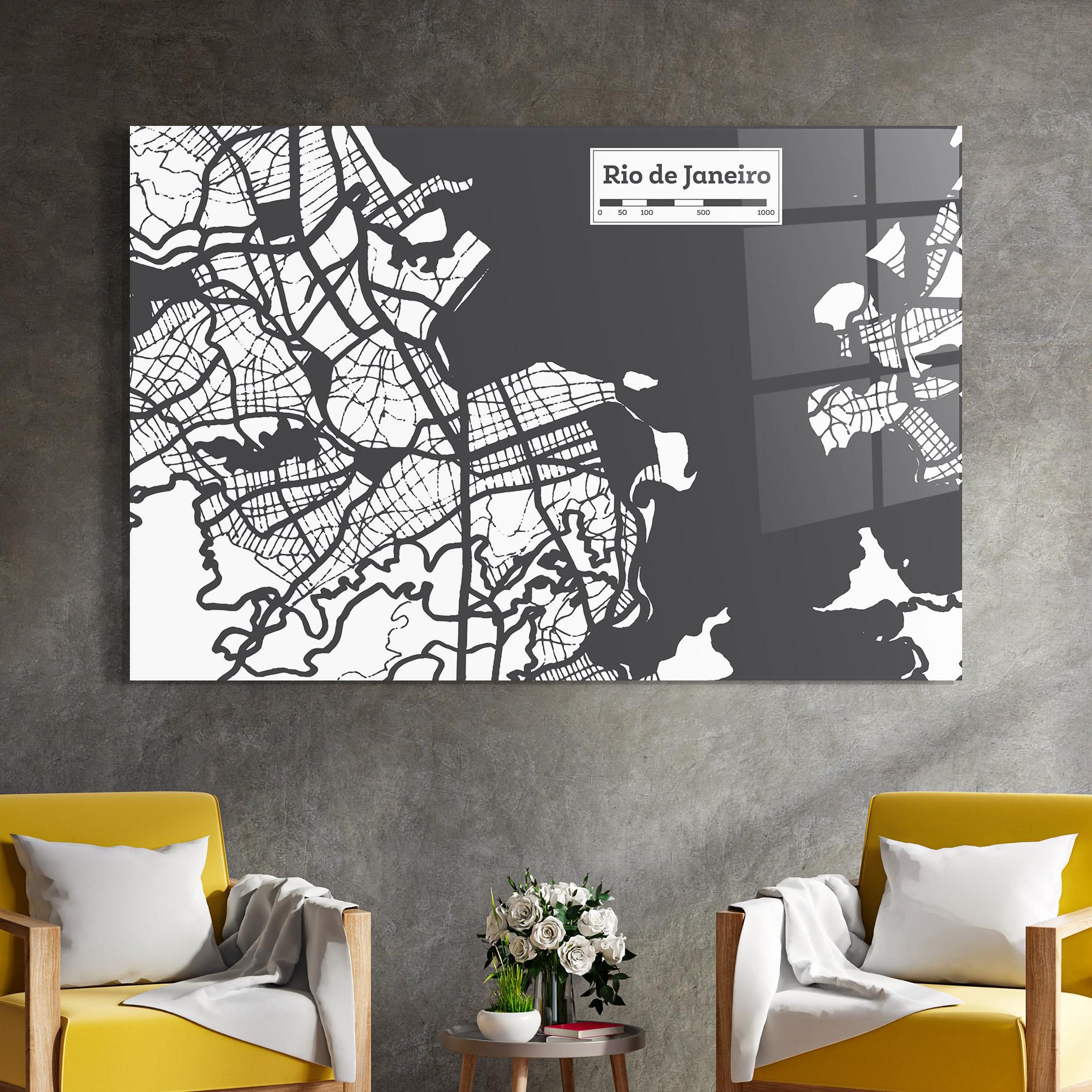 Tablou Sticla Rio De Janeiro Map mockup 4