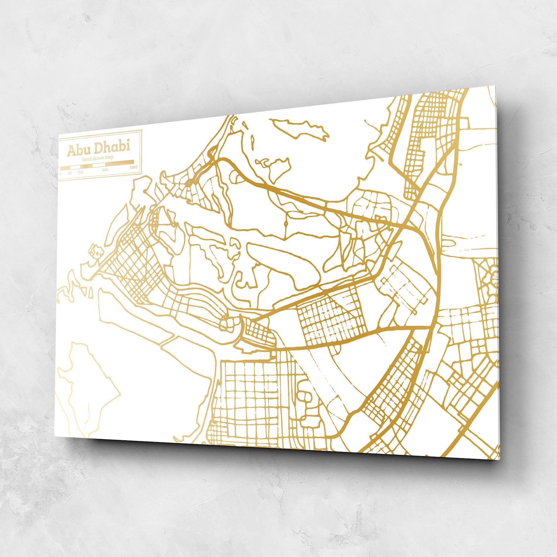 Tablou Sticla Abu Dhabi Map mockup 1