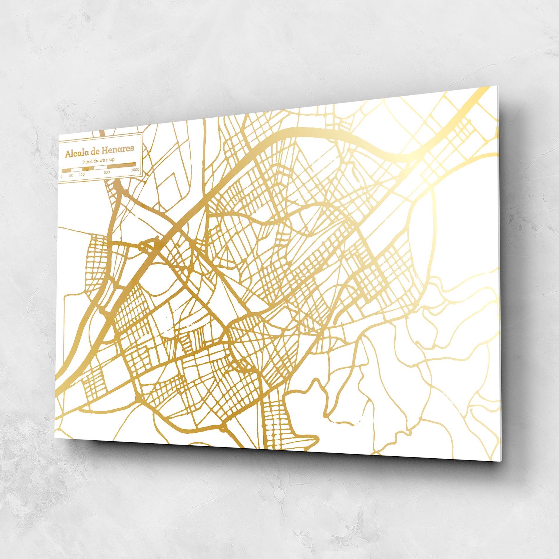 Tablou Sticla Alcala De Henares Map mockup 1