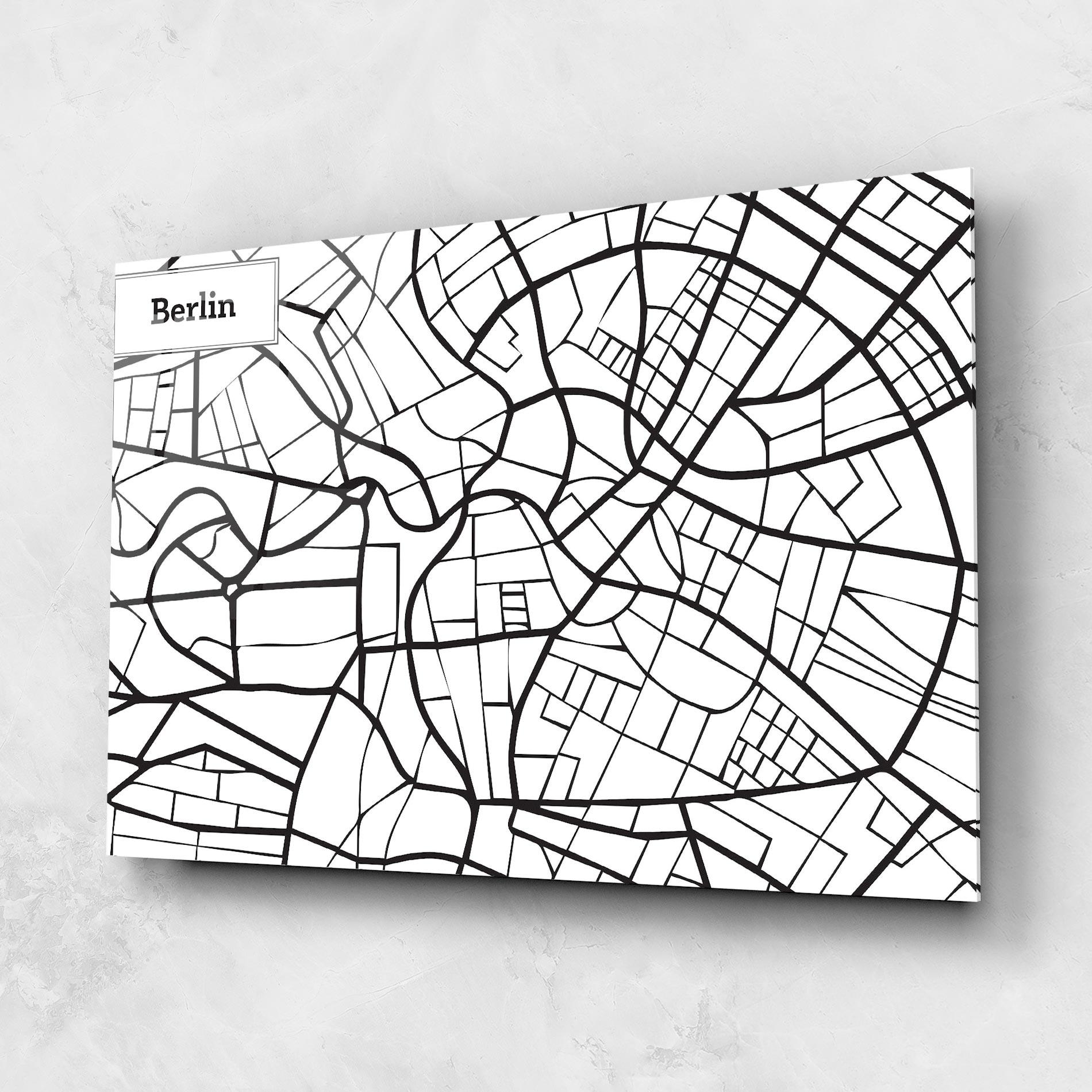 Tablou Sticla Berlin Map mockup 1