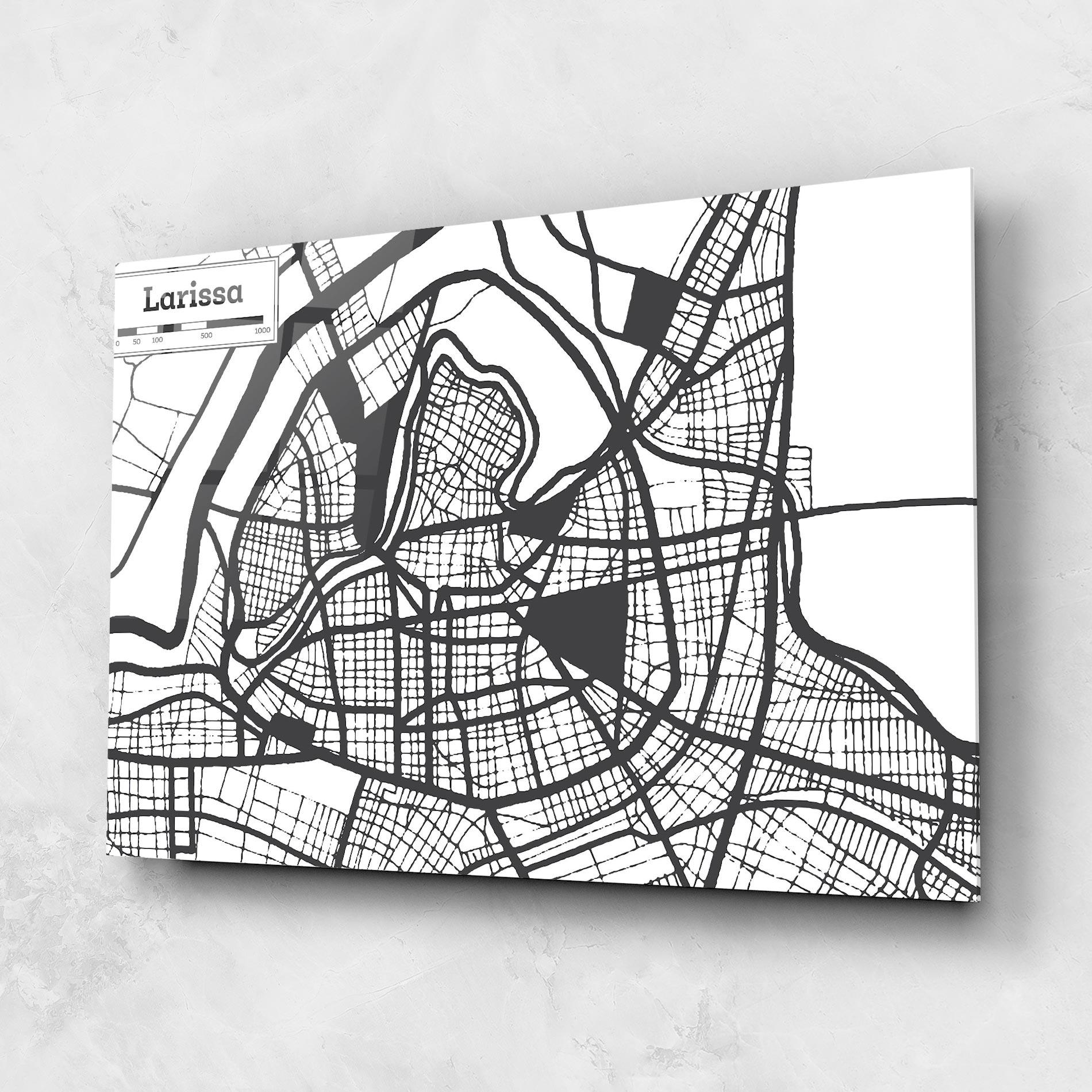Tablou Sticla Larissa Map mockup 1