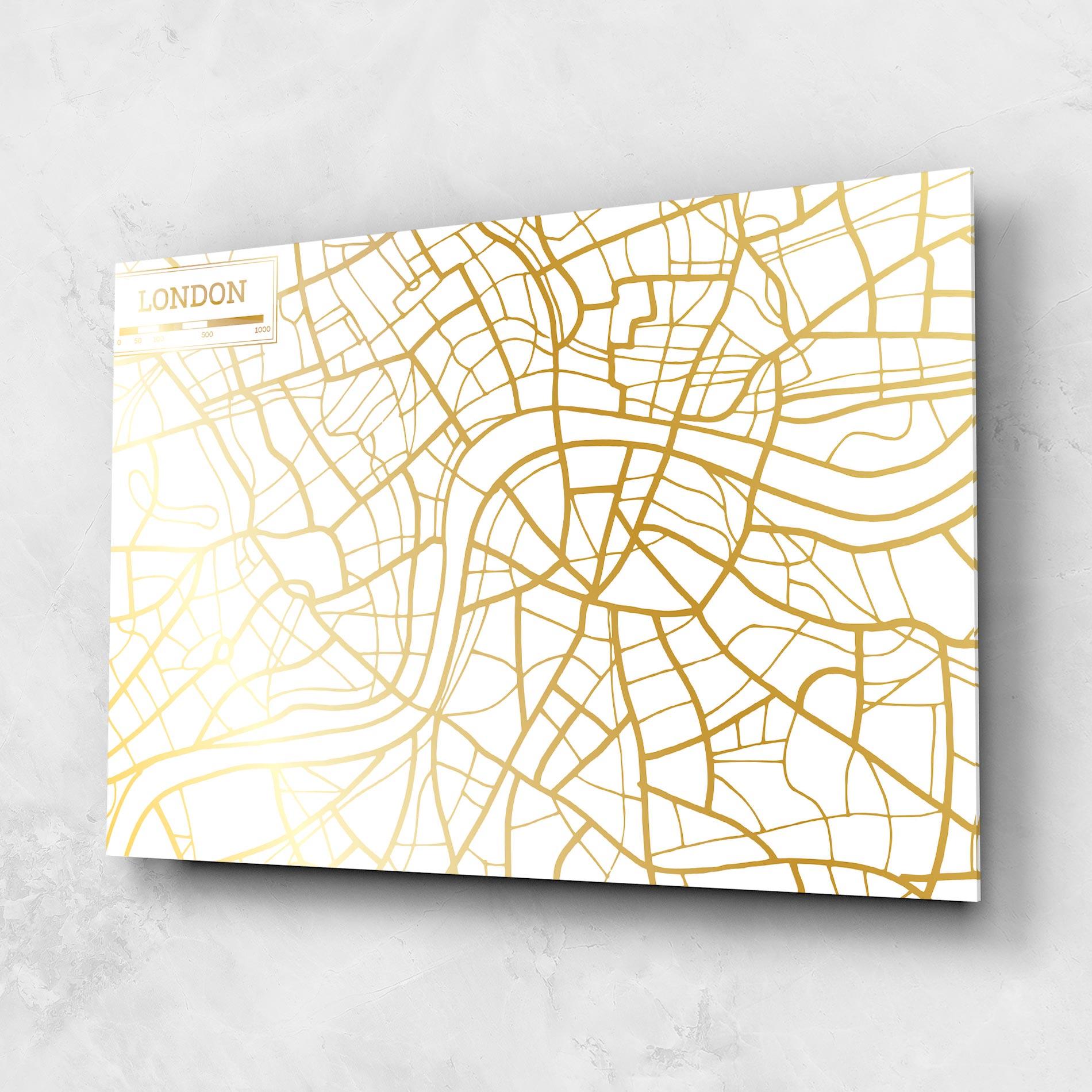 Tablou Sticla London Gold Map mockup 1