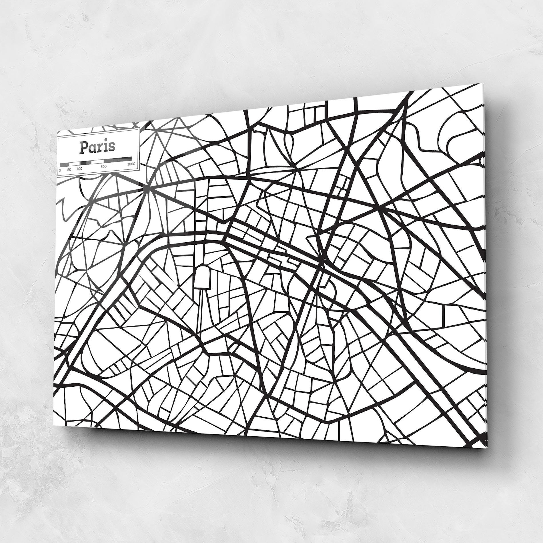 Tablou Sticla Paris Map mockup 1