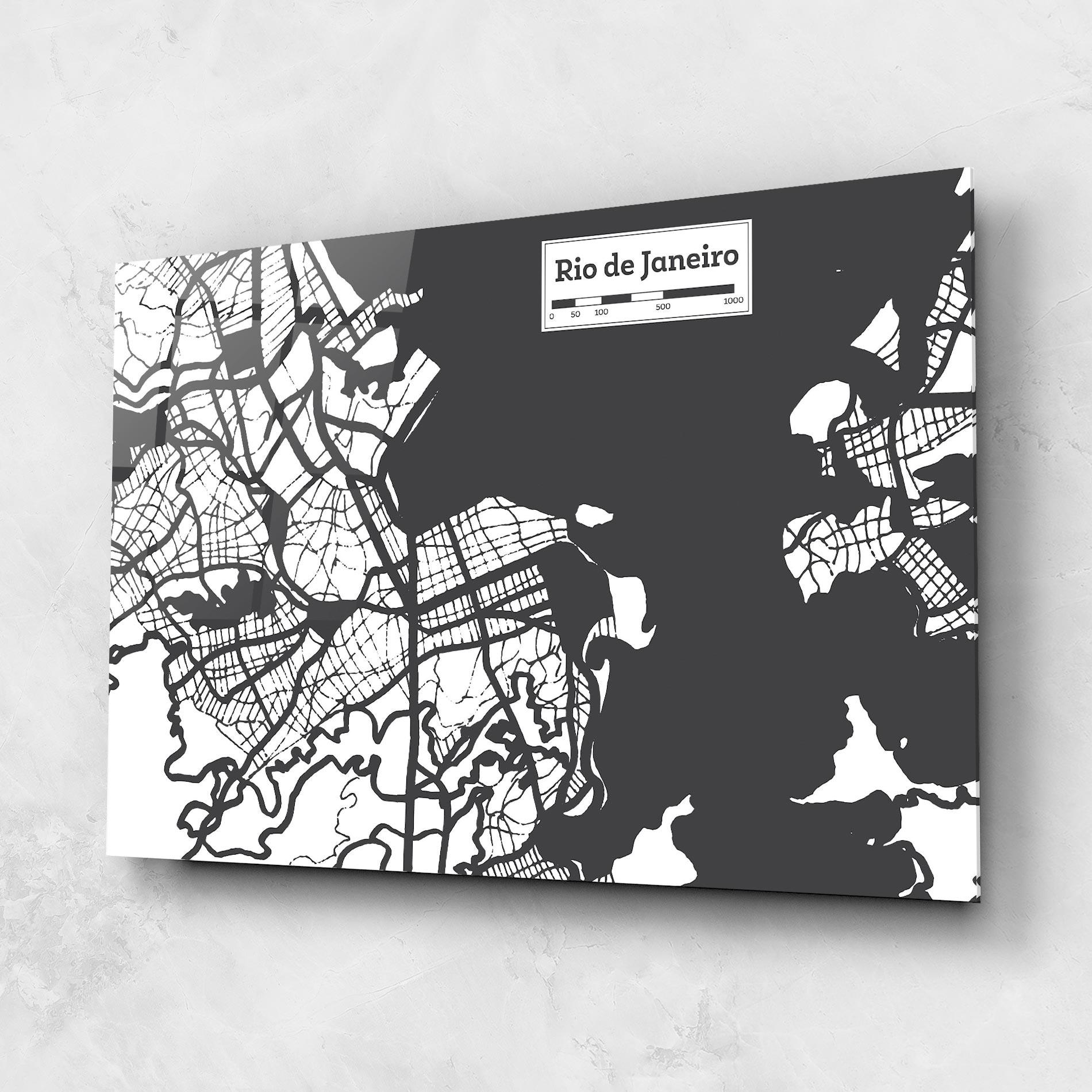 Tablou Sticla Rio De Janeiro Map mockup 1