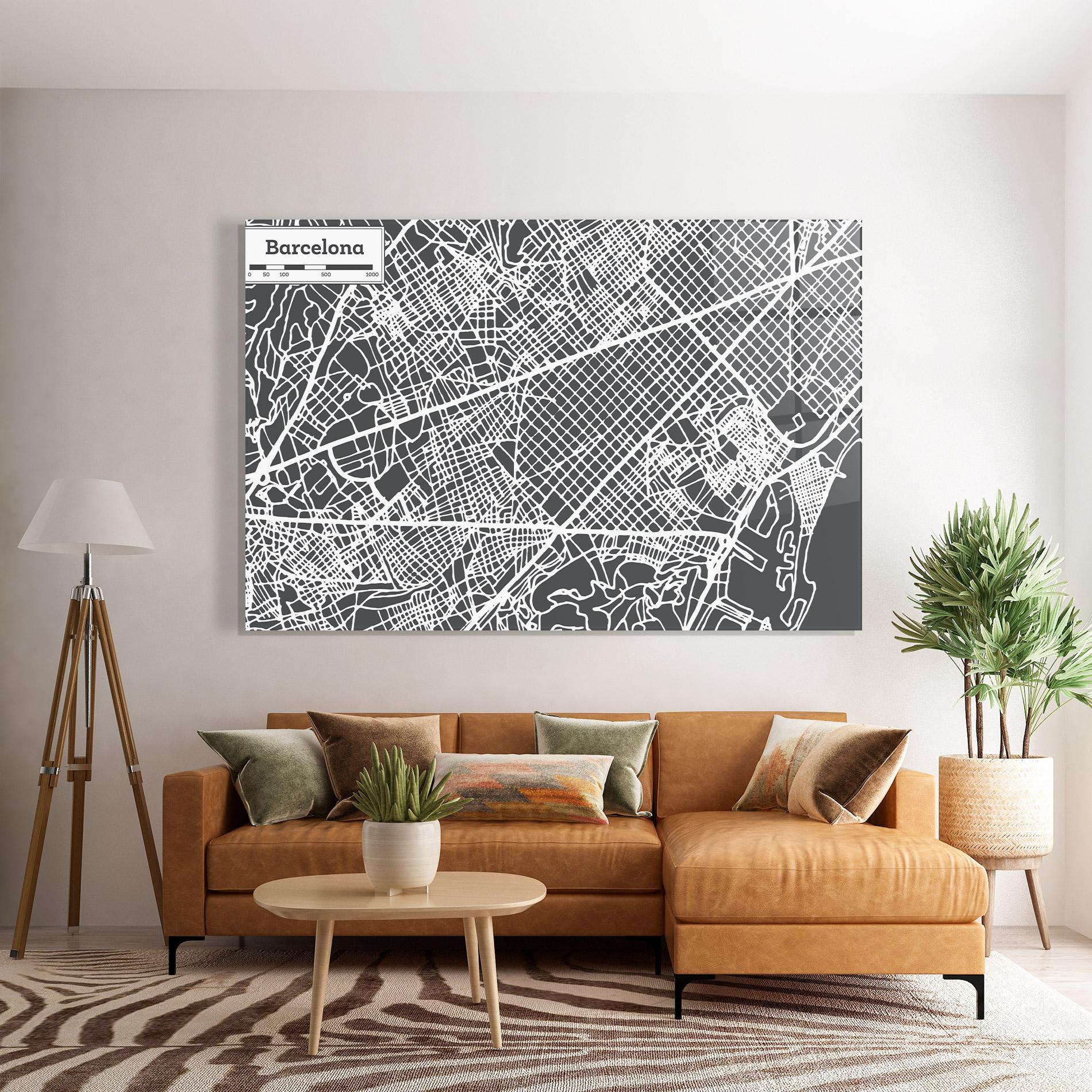 Tablou Sticla Barcelona Map mockup 7