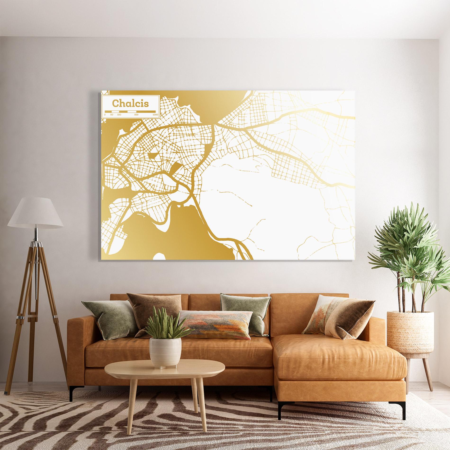 Tablou Sticla Chalcis Gold Map mockup 7
