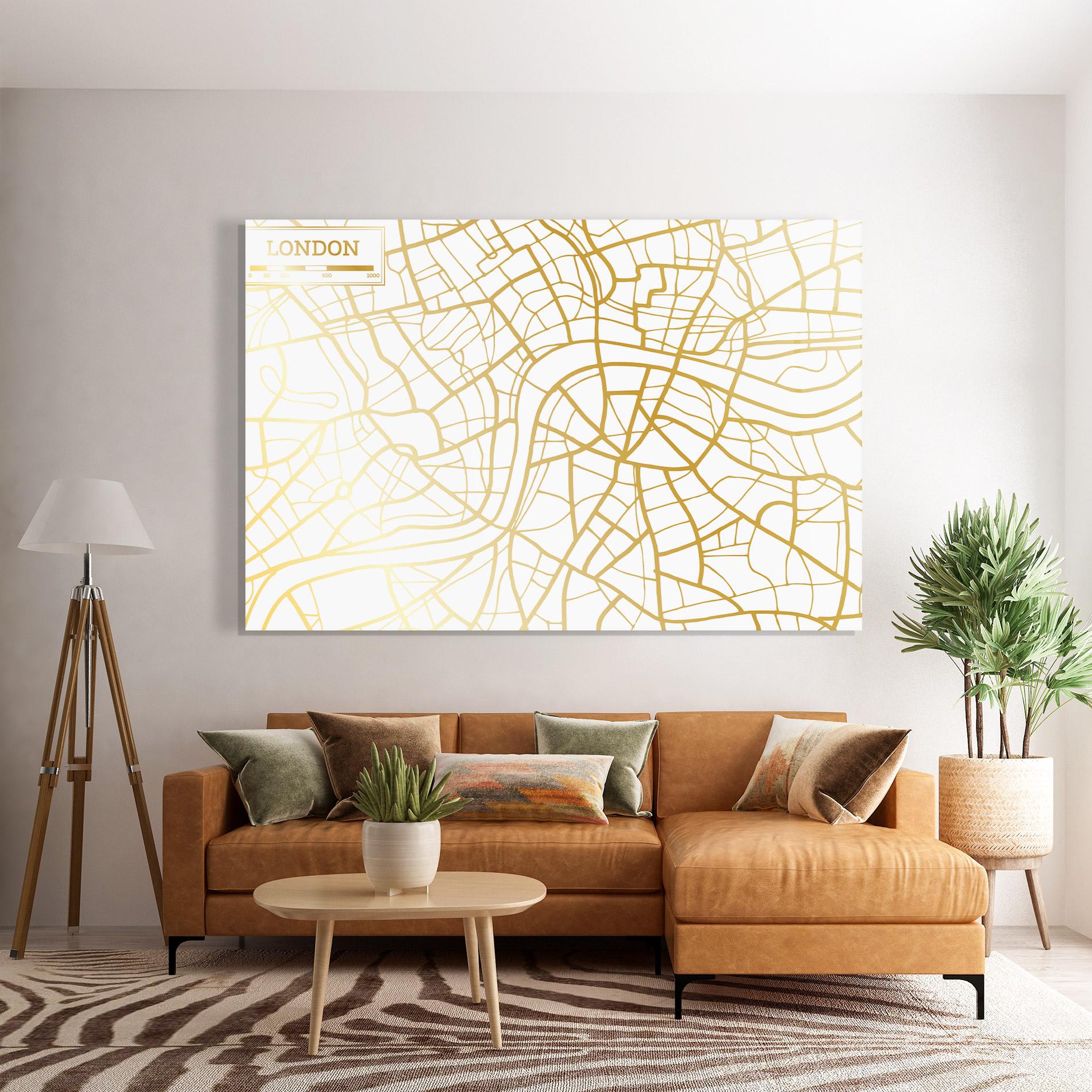 Tablou Sticla London Gold Map mockup 7