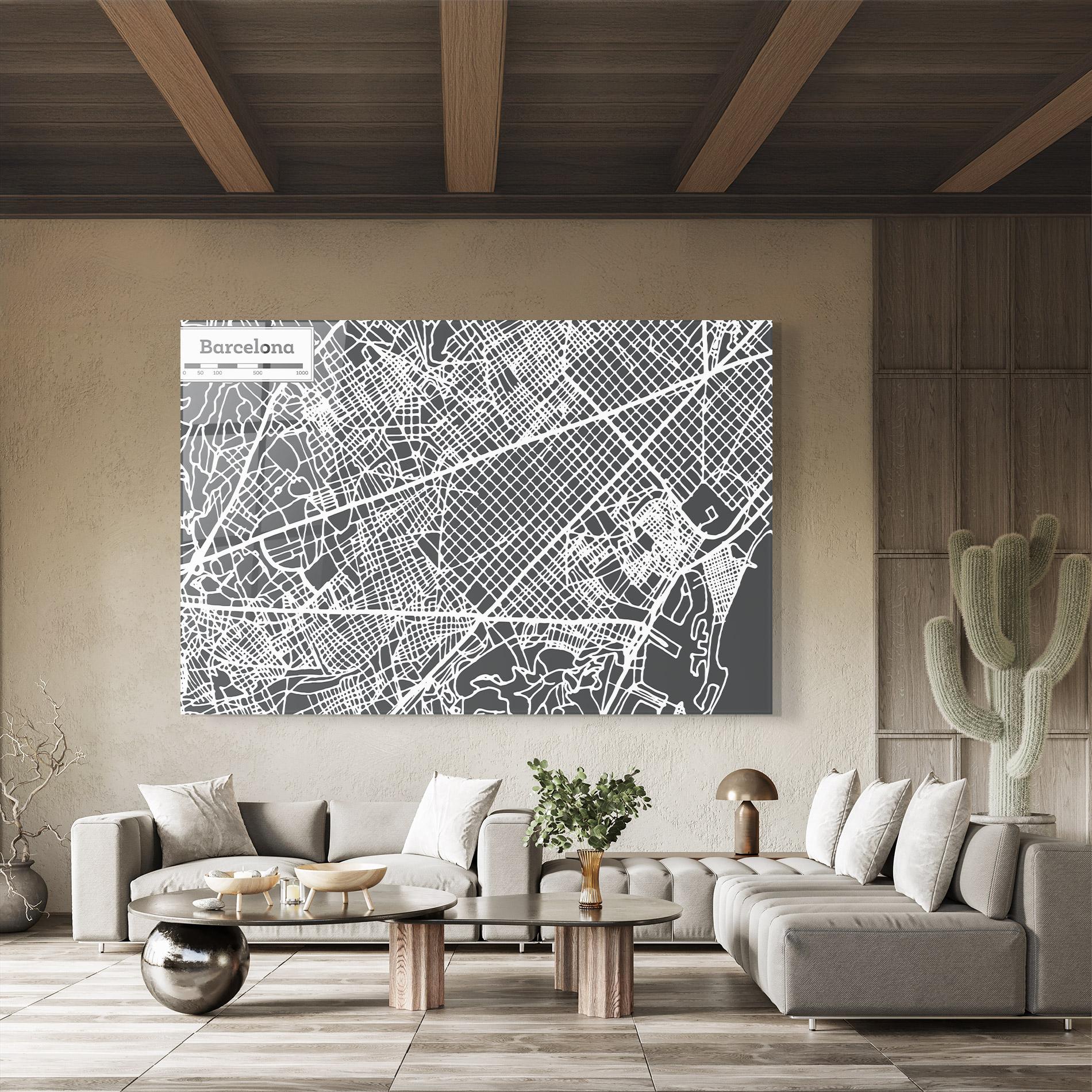 Tablou Sticla Barcelona Map mockup 8