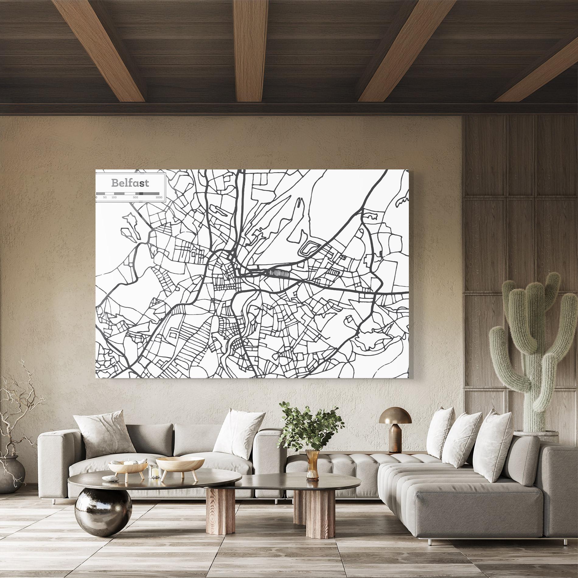 Tablou Sticla Belfast Map mockup 8