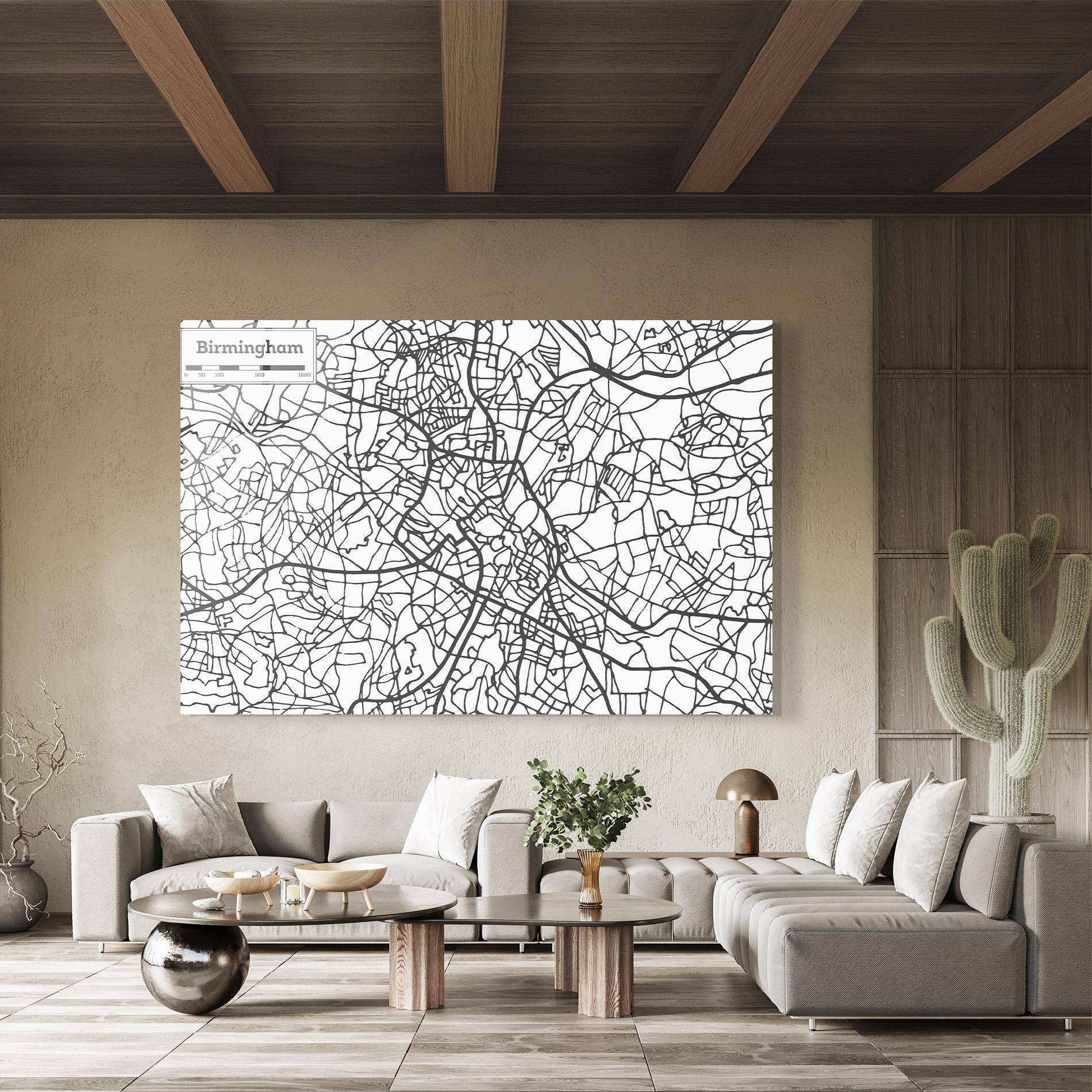 Tablou Sticla Birmingham Map mockup 8