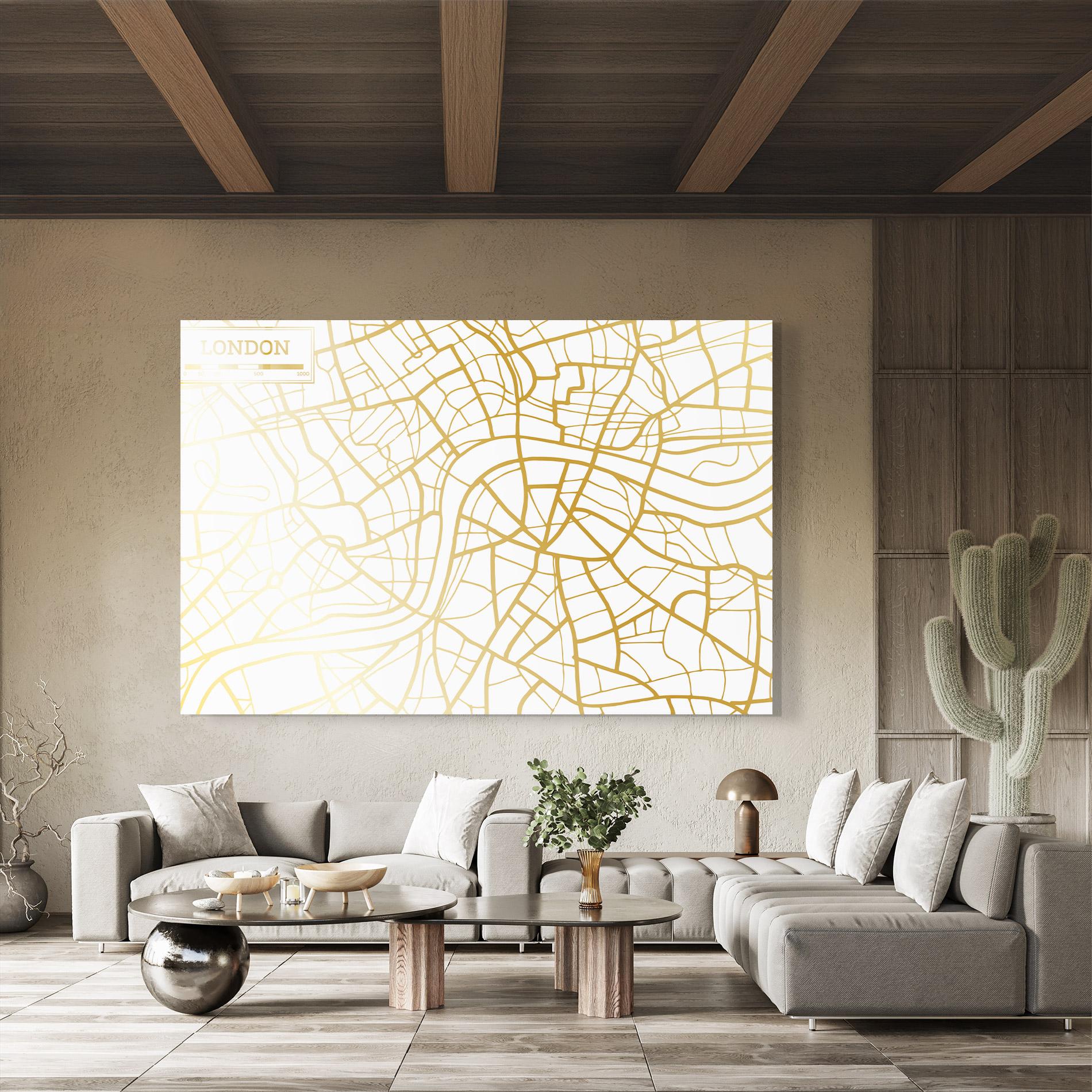 Tablou Sticla London Gold Map mockup 8