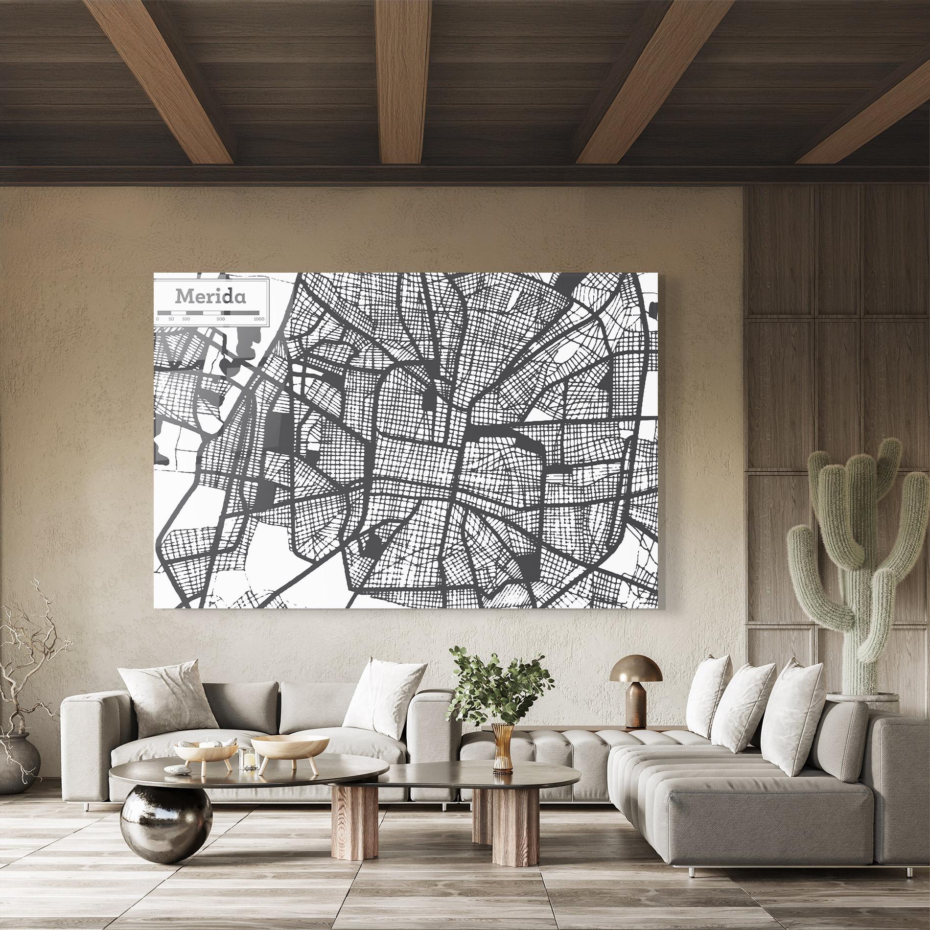 Tablou Sticla Merida Map mockup 8