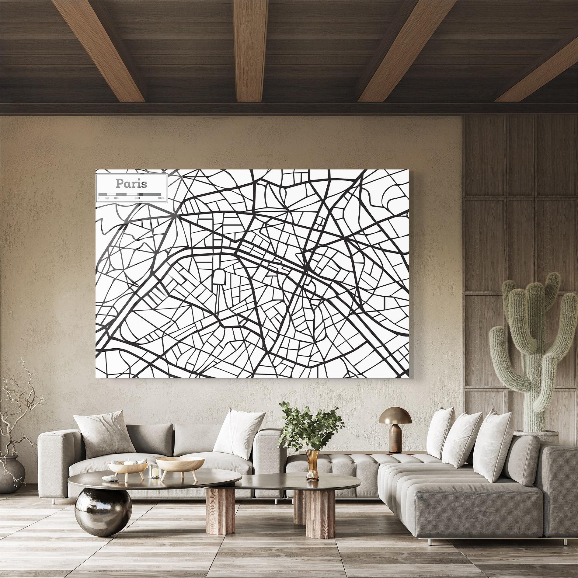 Tablou Sticla Paris Map mockup 8