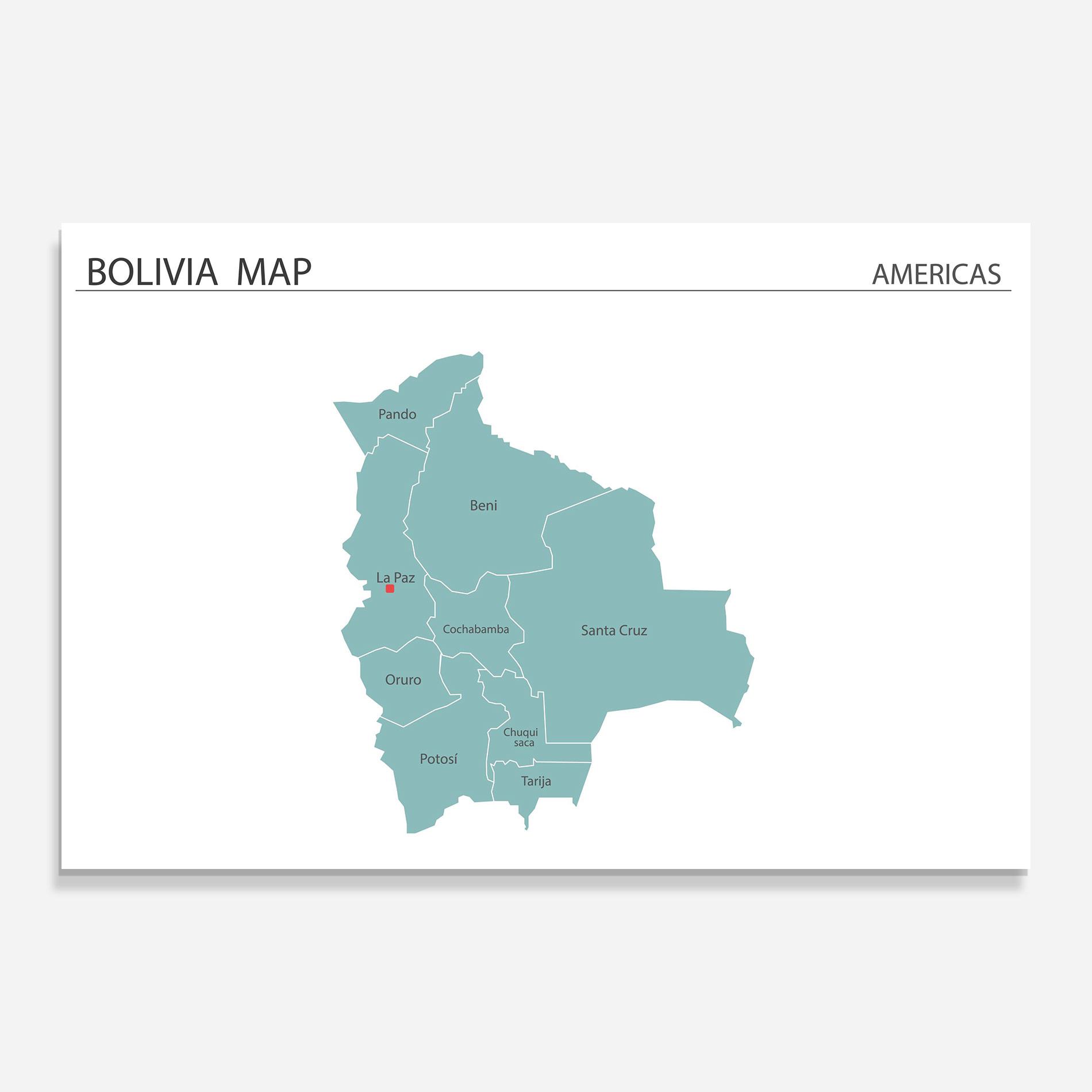 Tablou Sticla Bolivia Map mockup 0