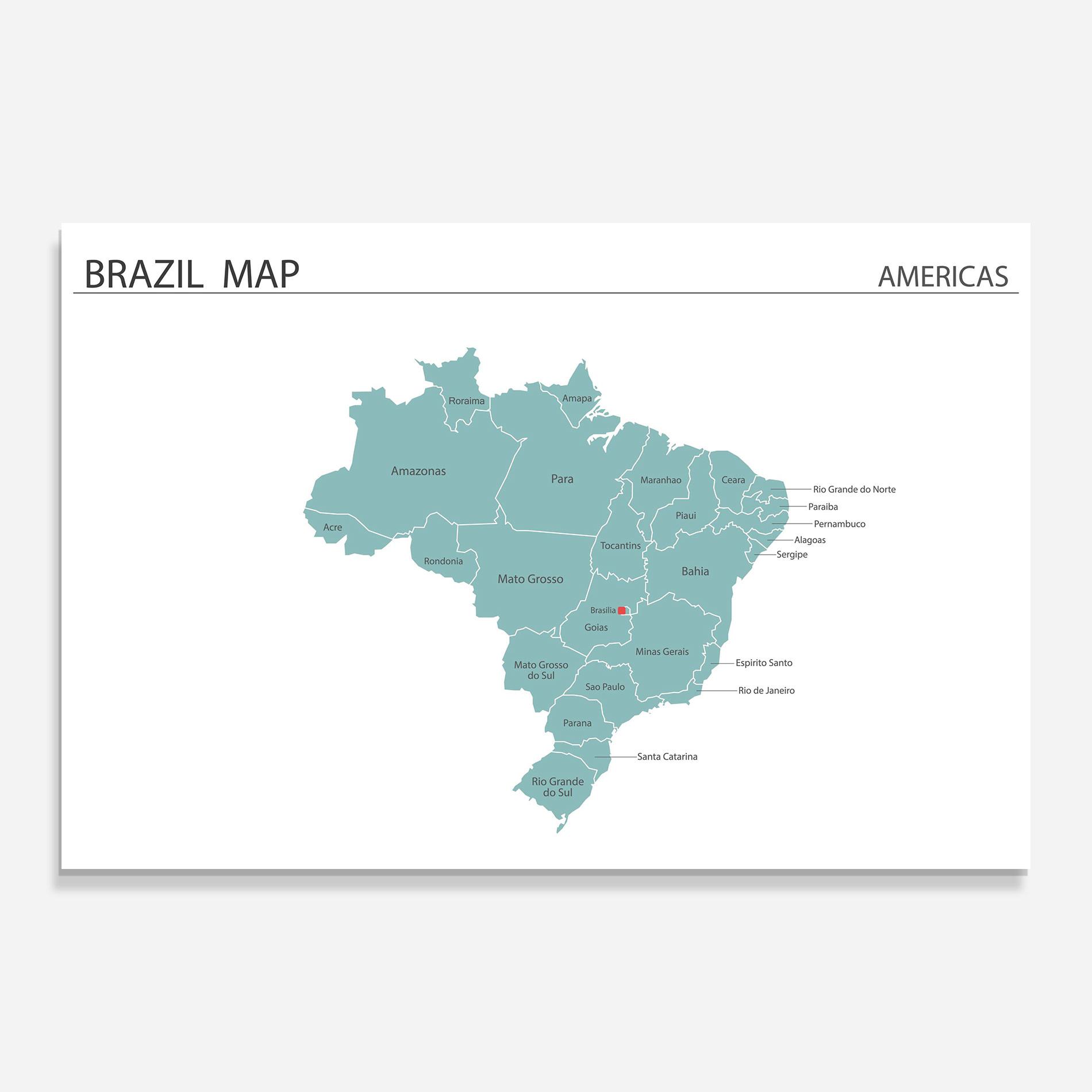 Tablou Sticla Brazil Map mockup 0