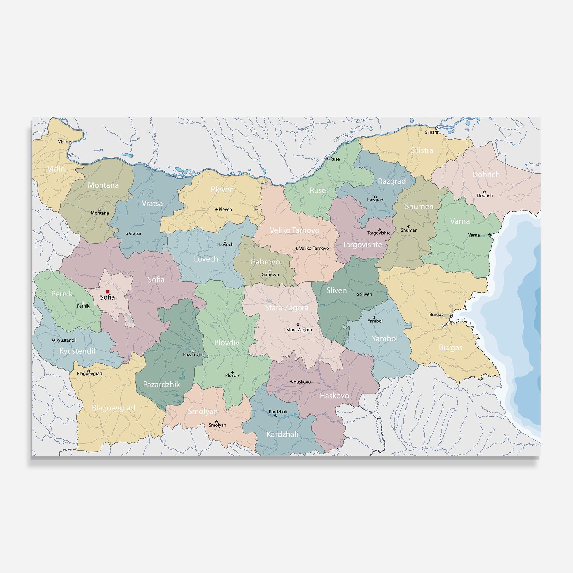 Tablou Sticla Bulgaria Map mockup 0