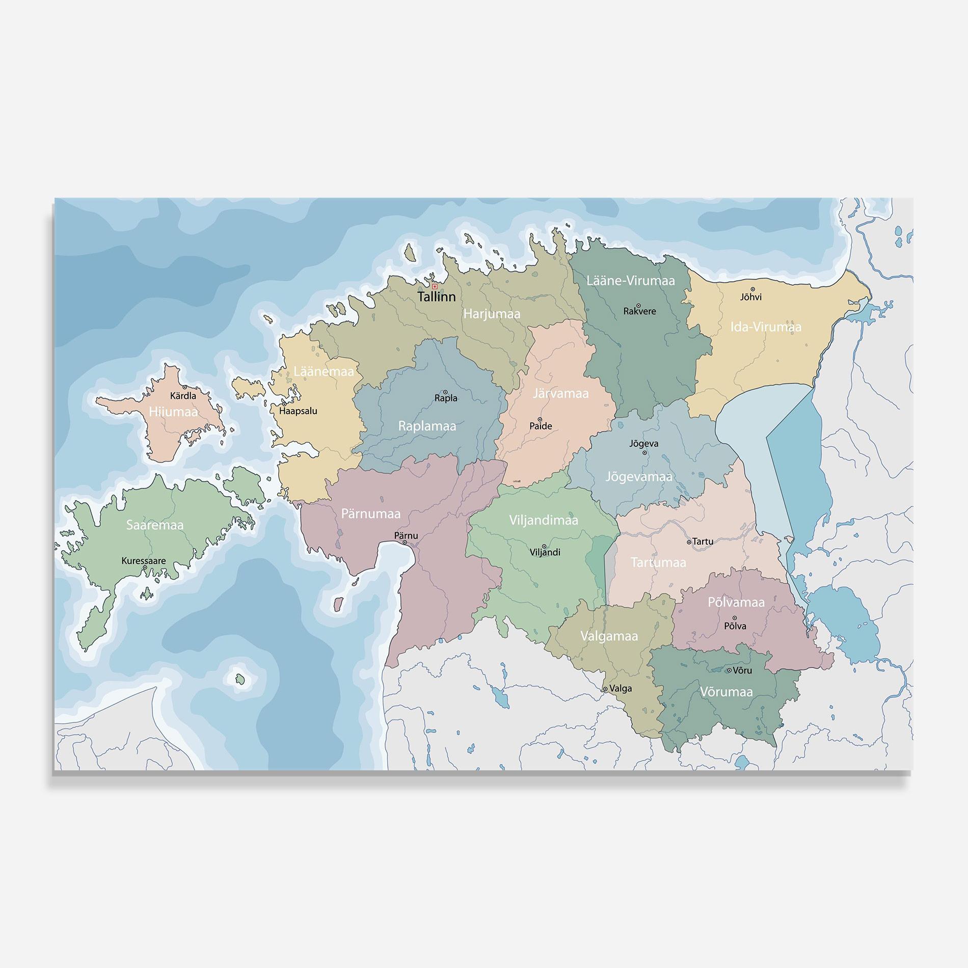 Tablou Sticla Estonia Map mockup 0