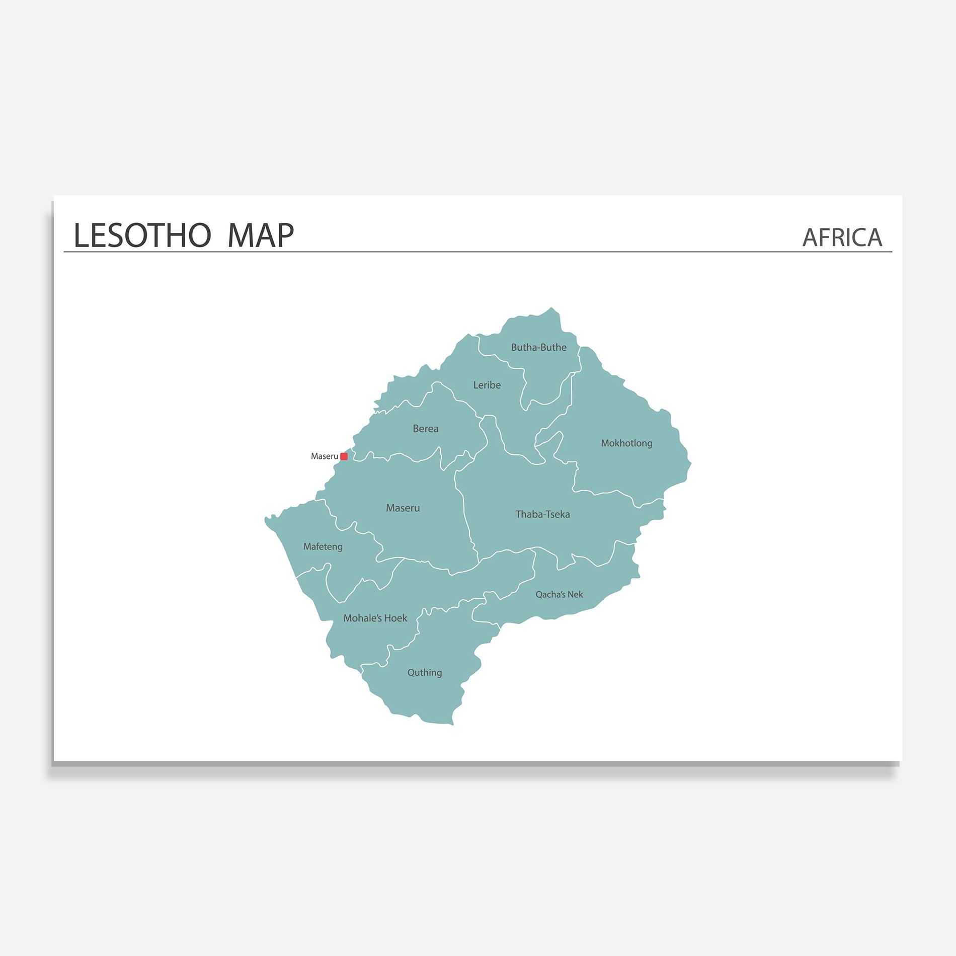 Tablou Sticla Lesotho Map mockup 0