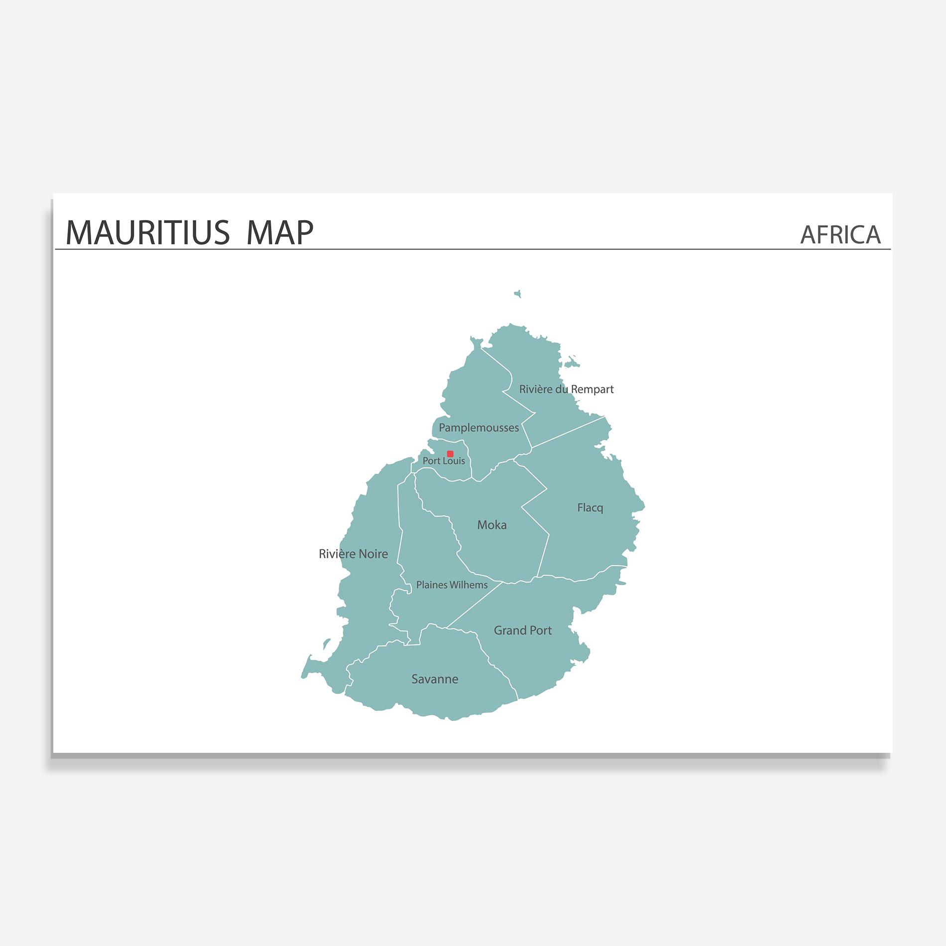 Tablou Sticla Mauritius Map mockup 0