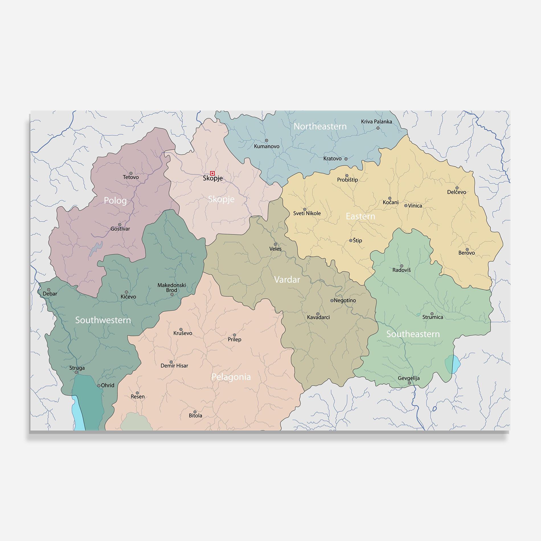 Tablou Sticla North Macedonia Map mockup 0