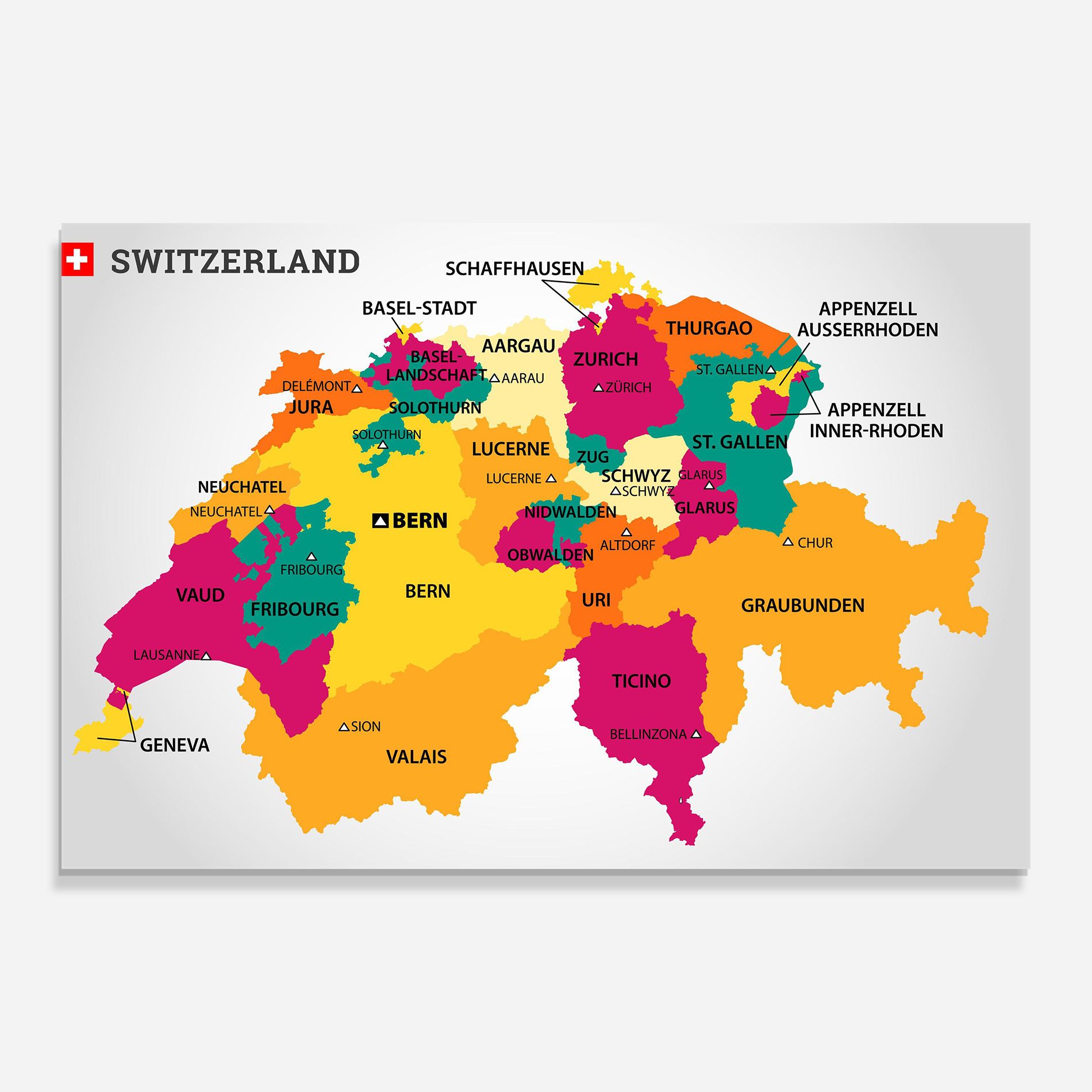 Switzerland Colorful Map mockup 0