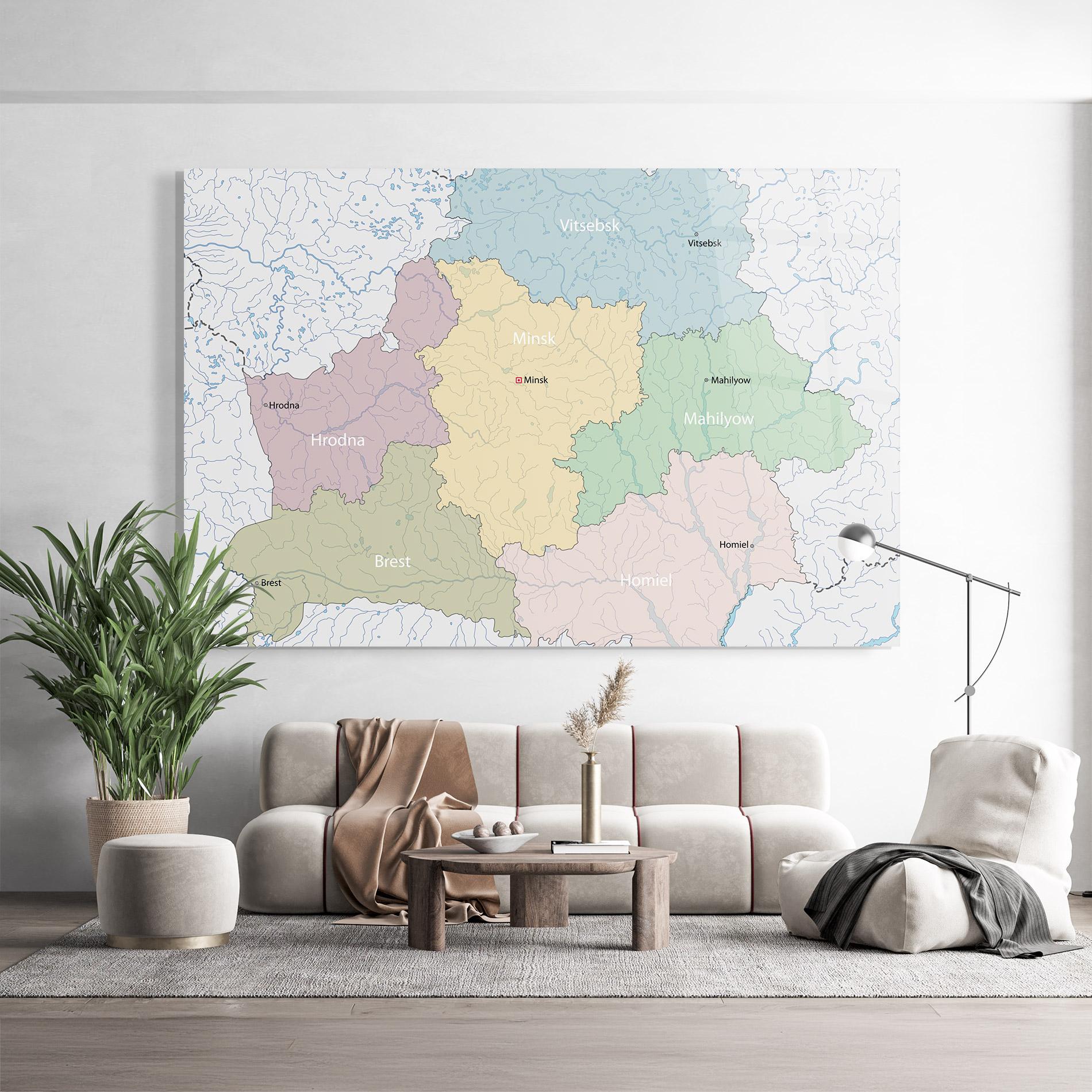 Tablou Sticla Belarus Map mockup 9