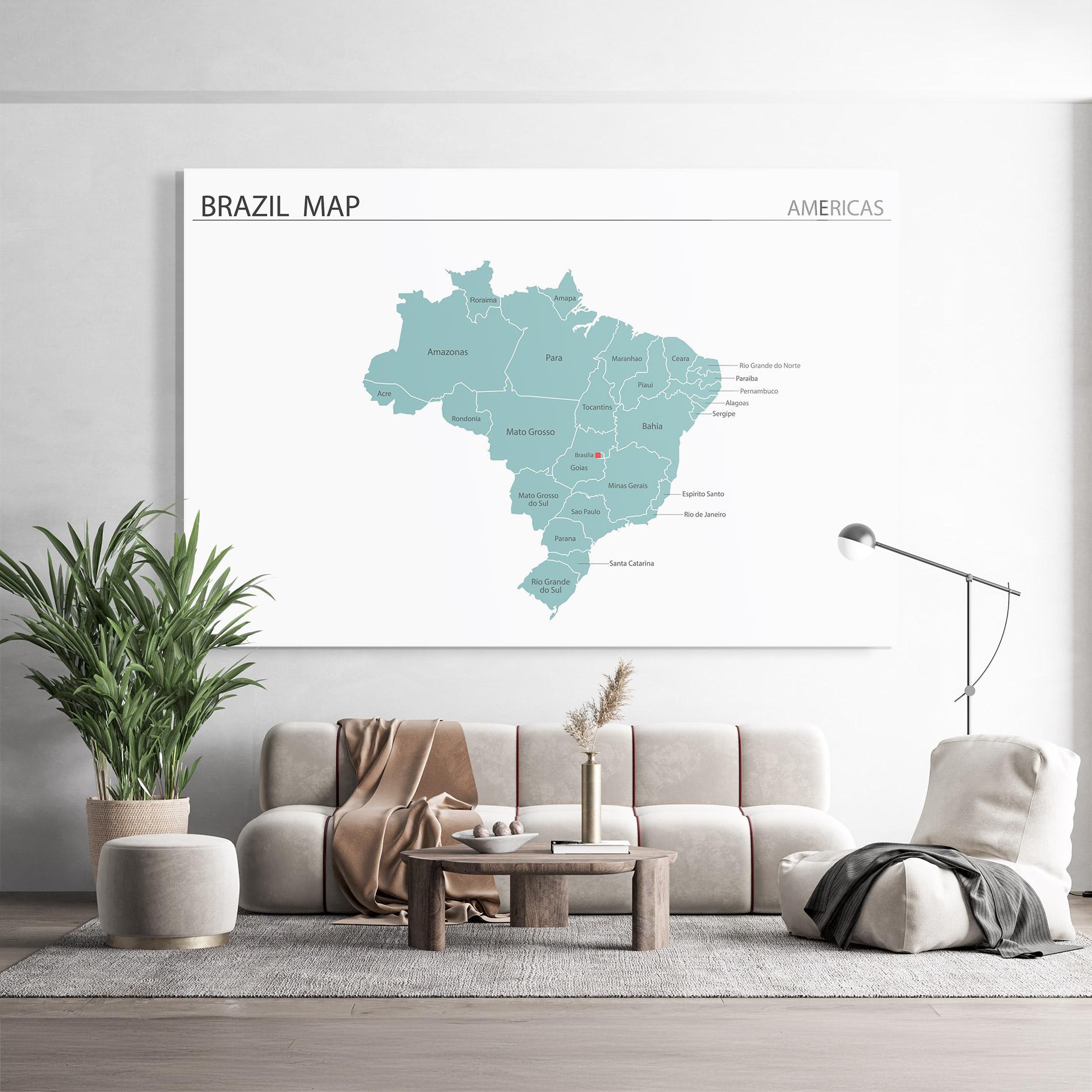 Tablou Sticla Brazil Map mockup 9
