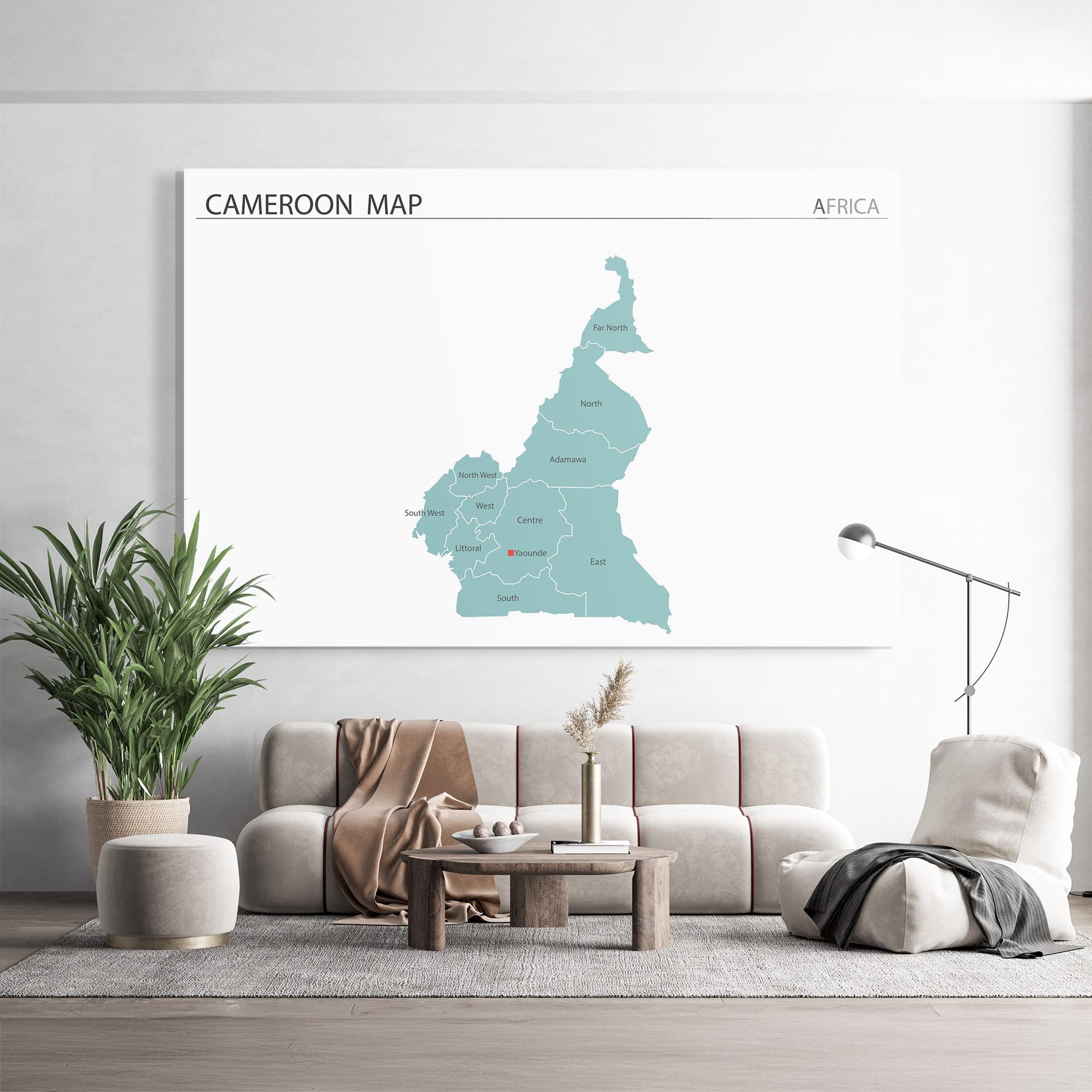 Tablou Sticla Cameroon Map mockup 9