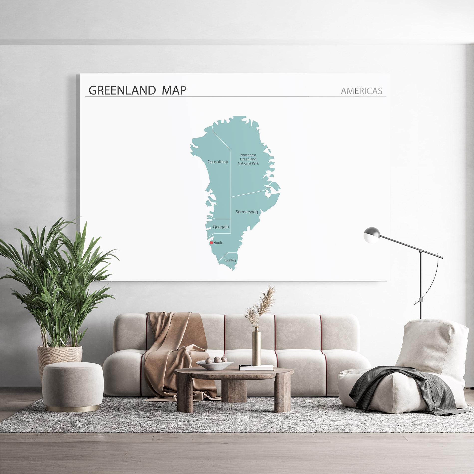 Tablou Sticla Greenland Map mockup 9