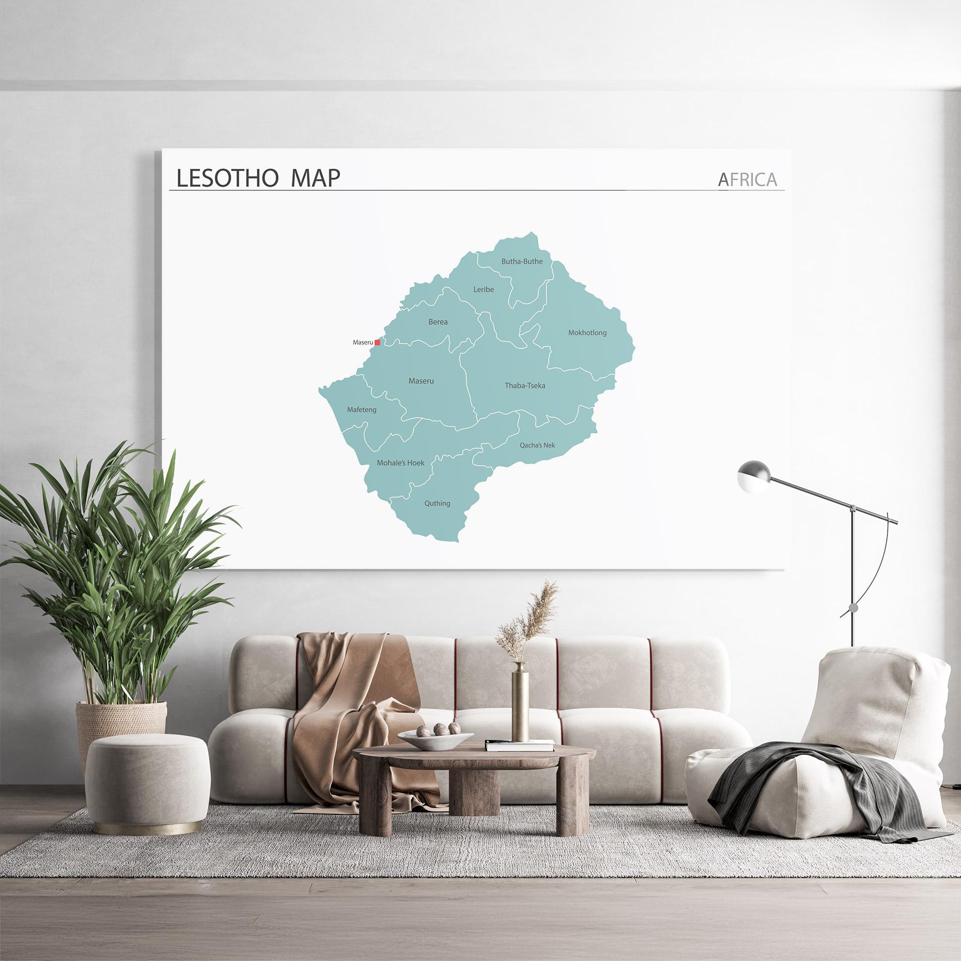 Tablou Sticla Lesotho Map mockup 9