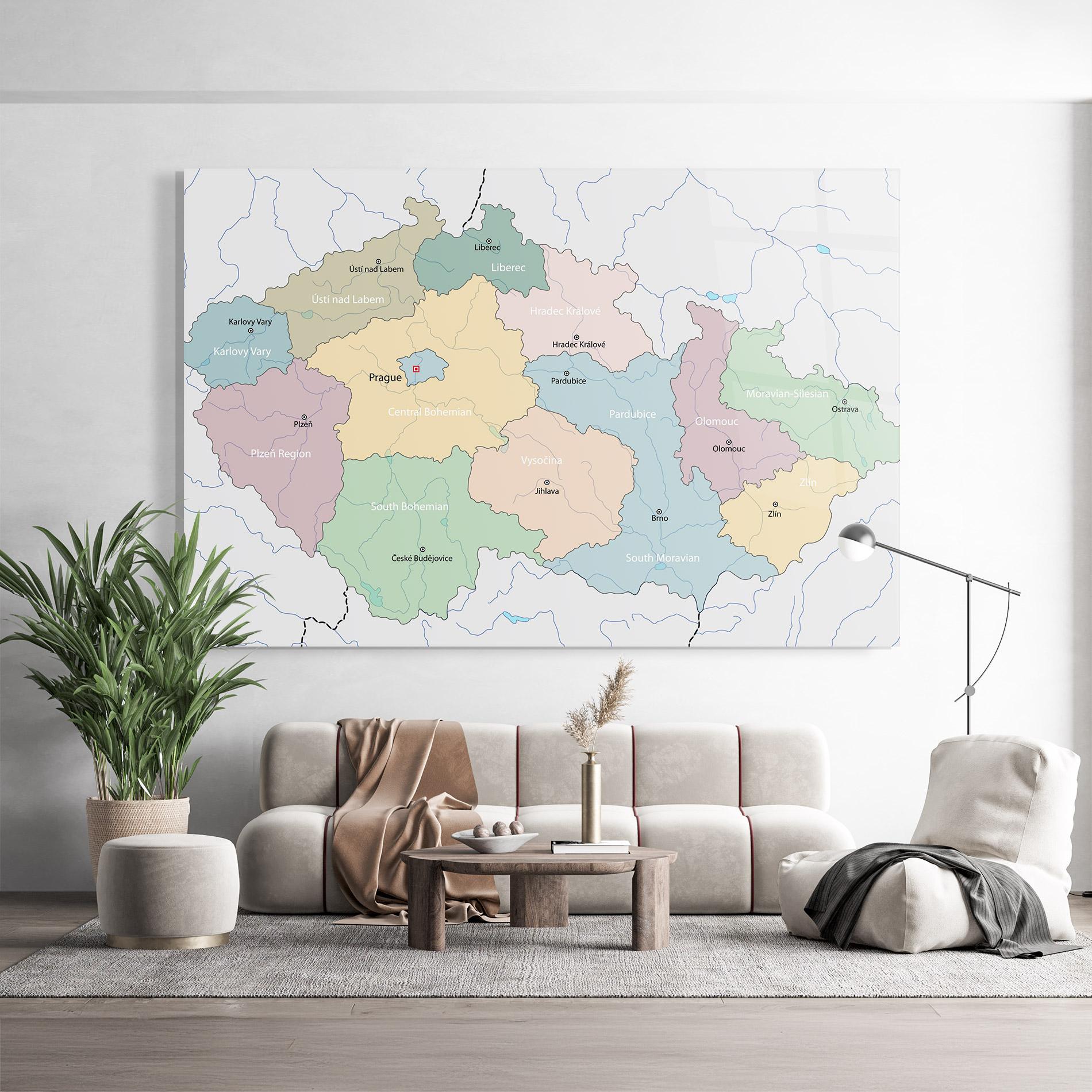 Tablou Sticla Map Czech Republic mockup 9