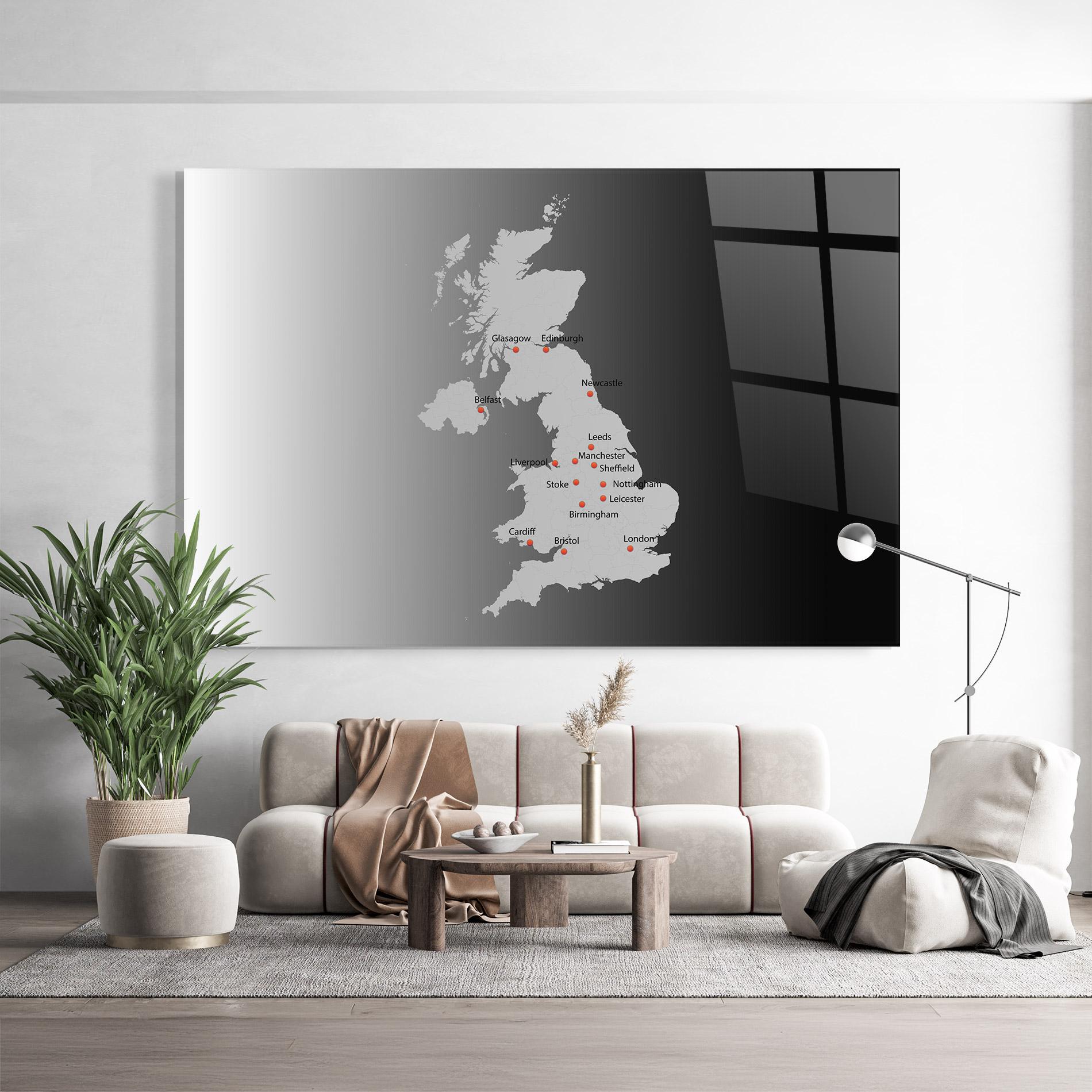 Tablou Sticla Uk Map mockup 9