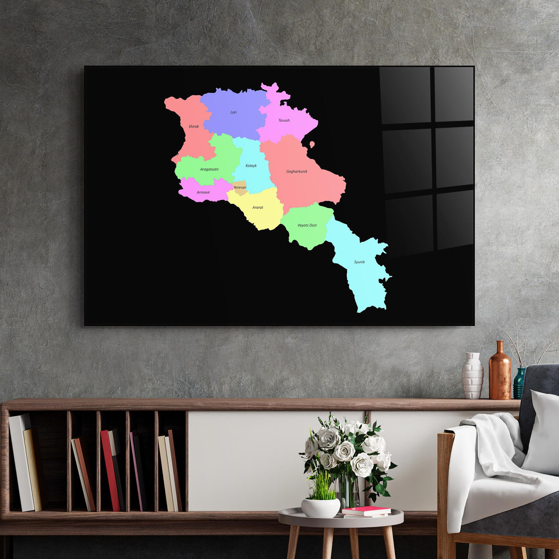 Tablou Sticla Armenia Map mockup 2