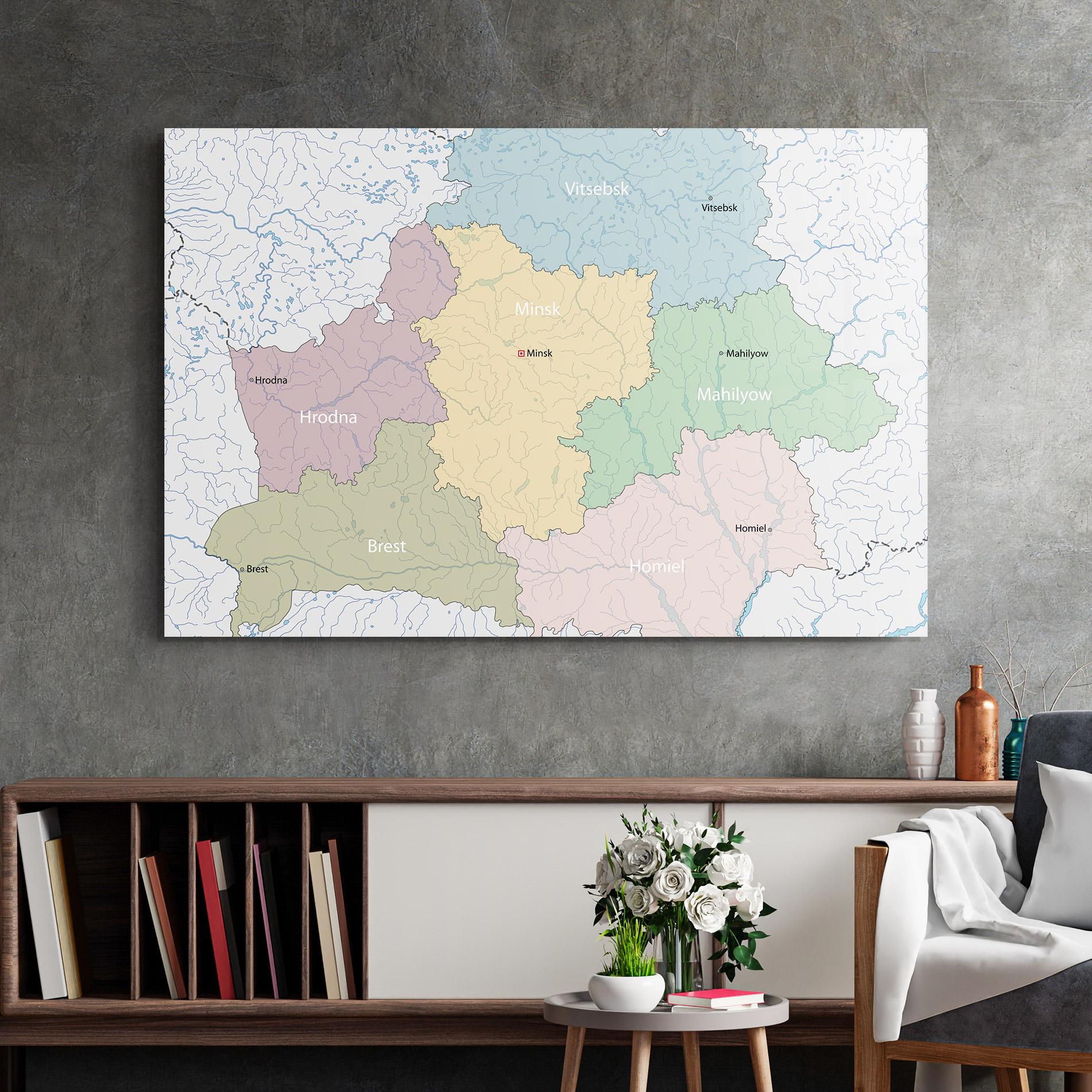 Tablou Sticla Belarus Map mockup 2
