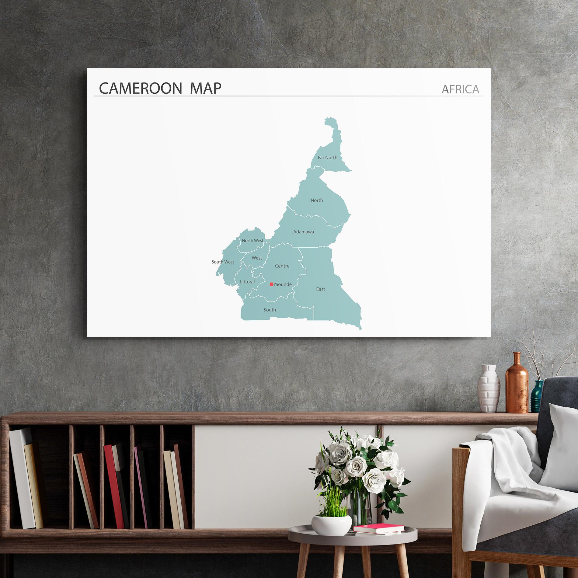 Tablou Sticla Cameroon Map mockup 2