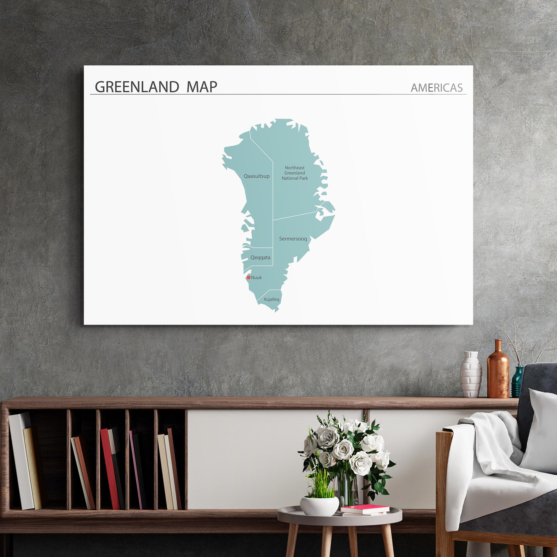 Tablou Sticla Greenland Map mockup 2