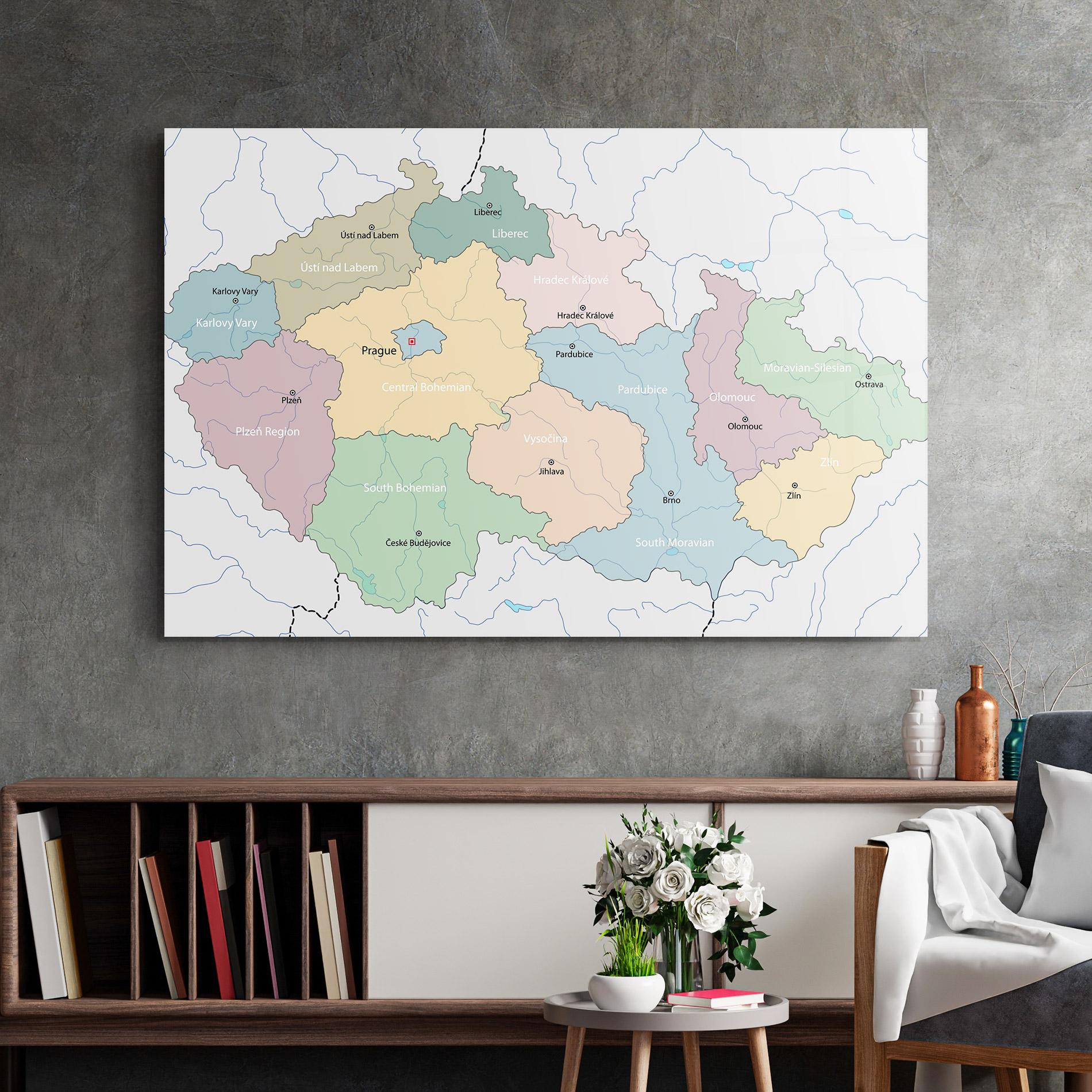 Tablou Sticla Map Czech Republic mockup 2