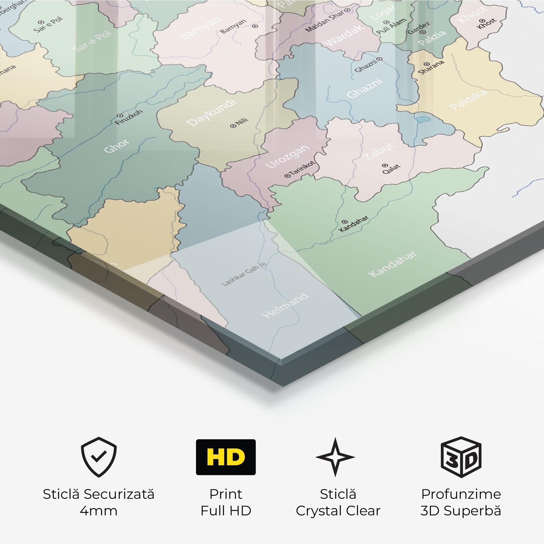Tablou Sticla Afghanistan Map mockup 3