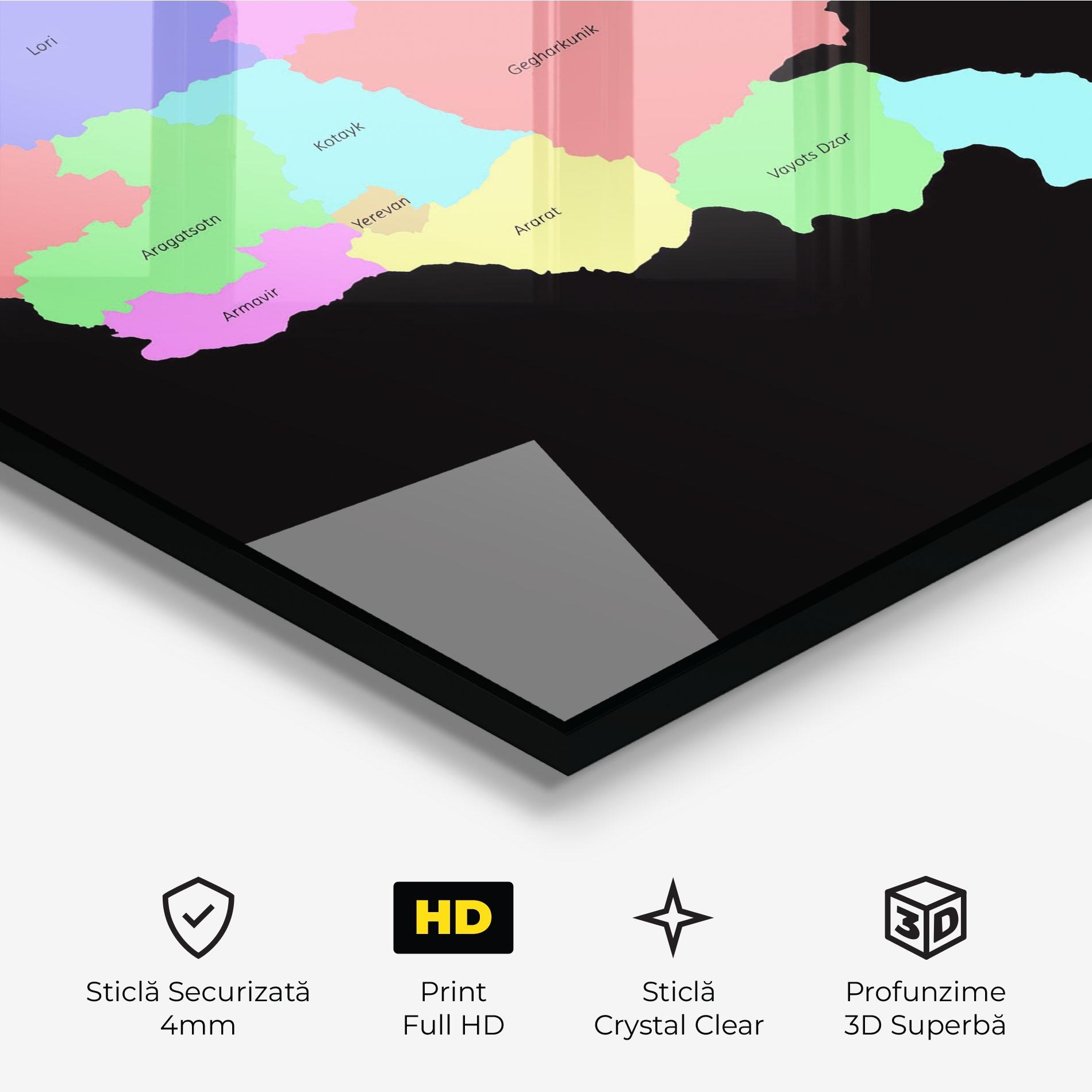 Tablou Sticla Armenia Map mockup 3
