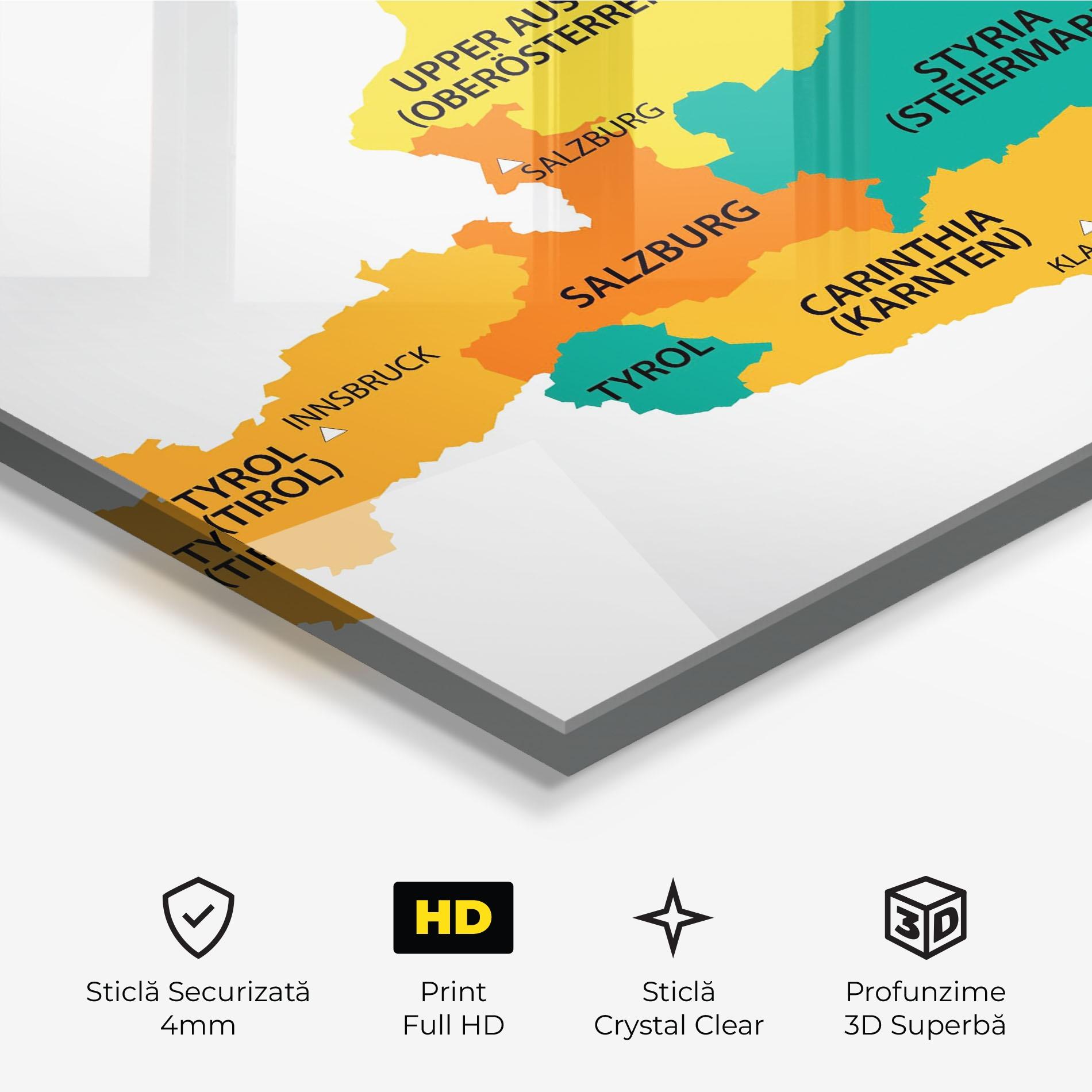 Tablou Sticla Austria Color Map mockup 3