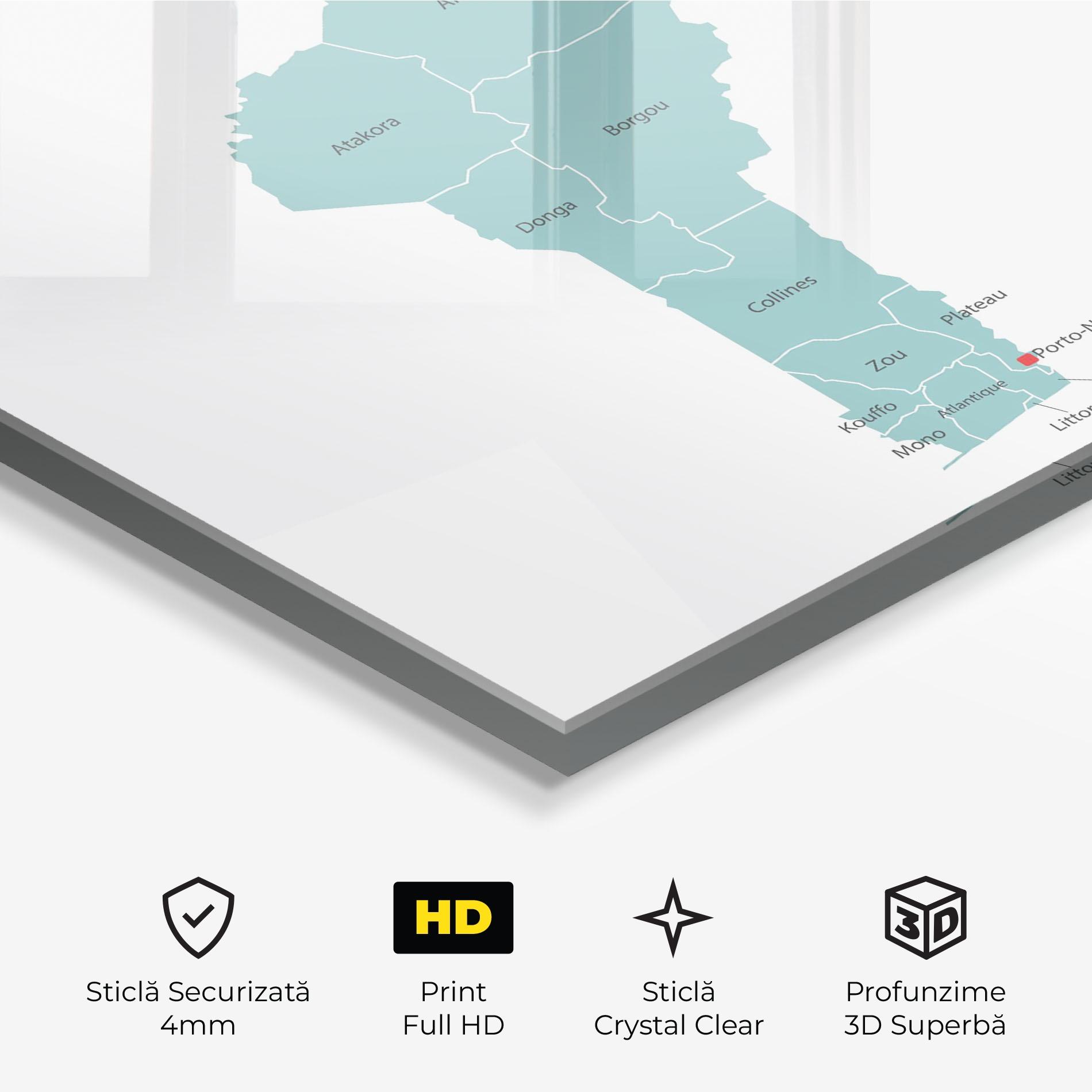 Tablou Sticla Benin Map mockup 3