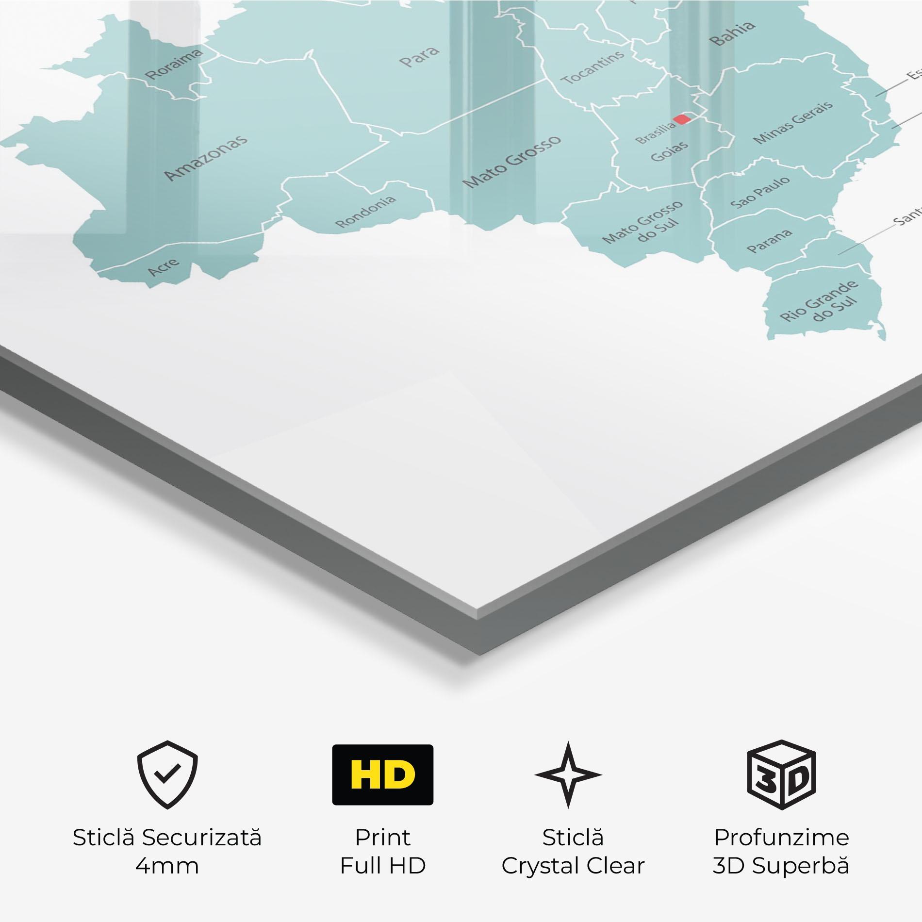 Tablou Sticla Brazil Map mockup 3