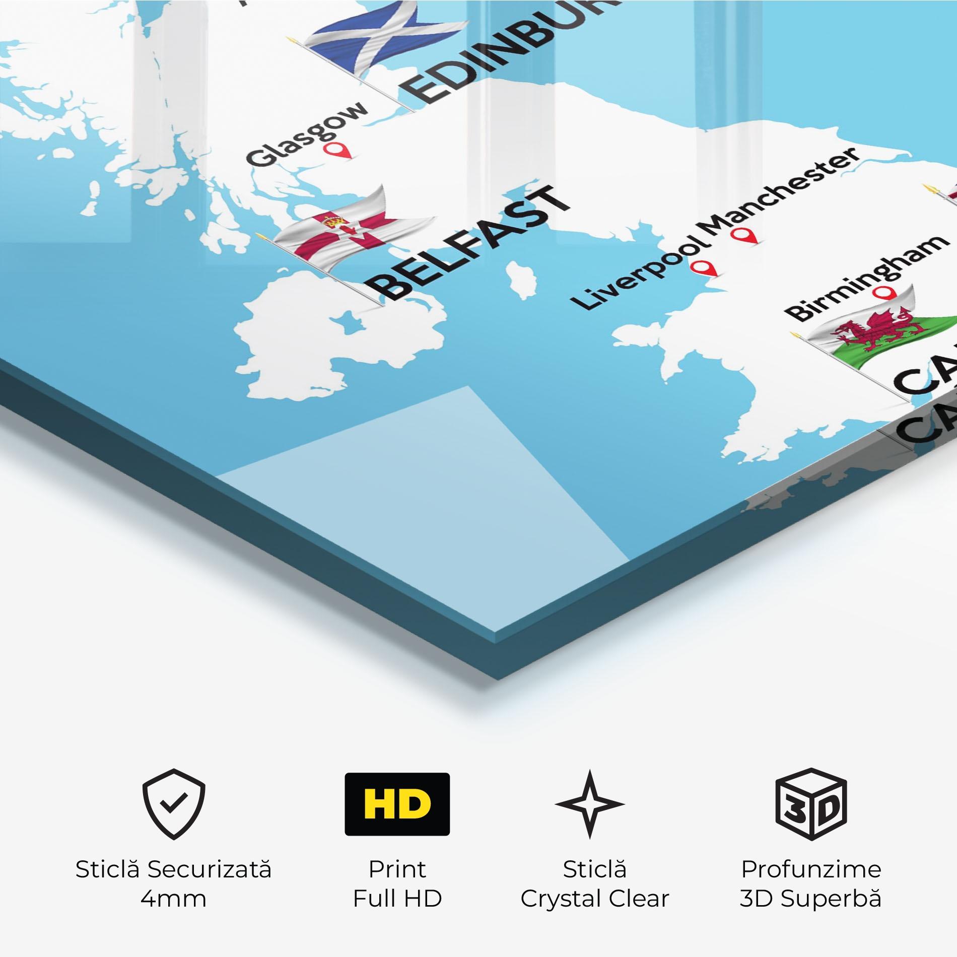 Tablou Sticla England Map mockup 3