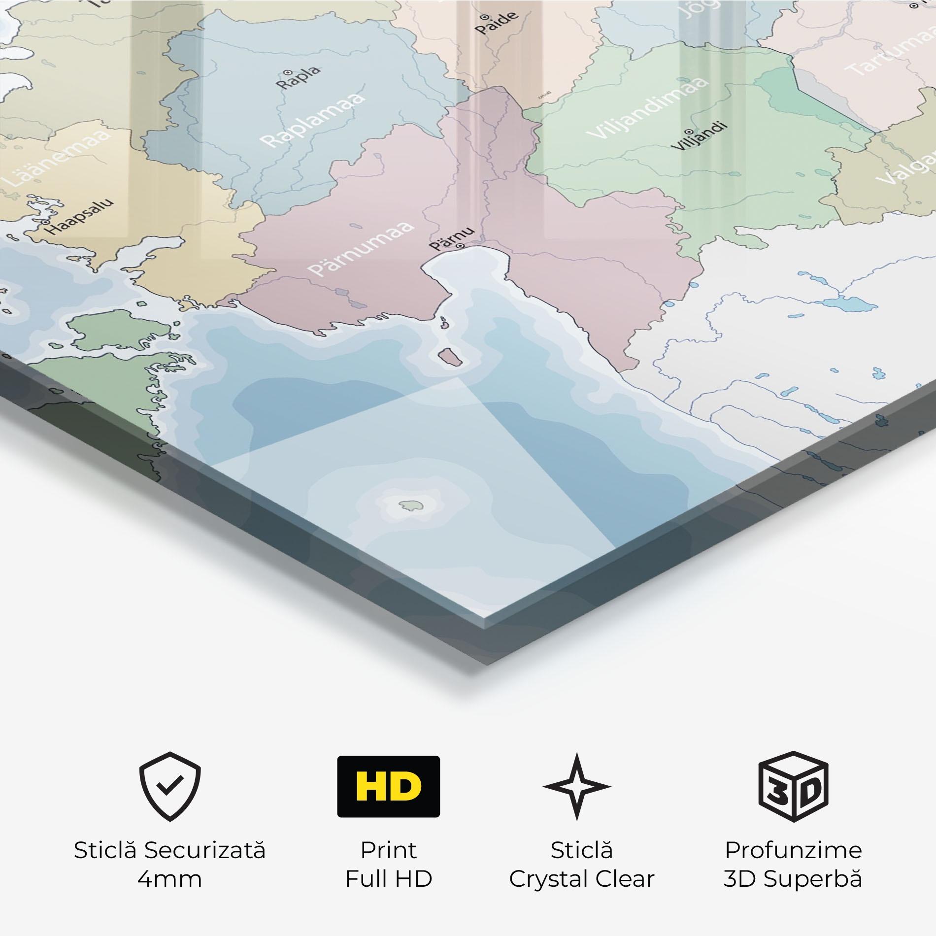 Tablou Sticla Estonia Map mockup 3