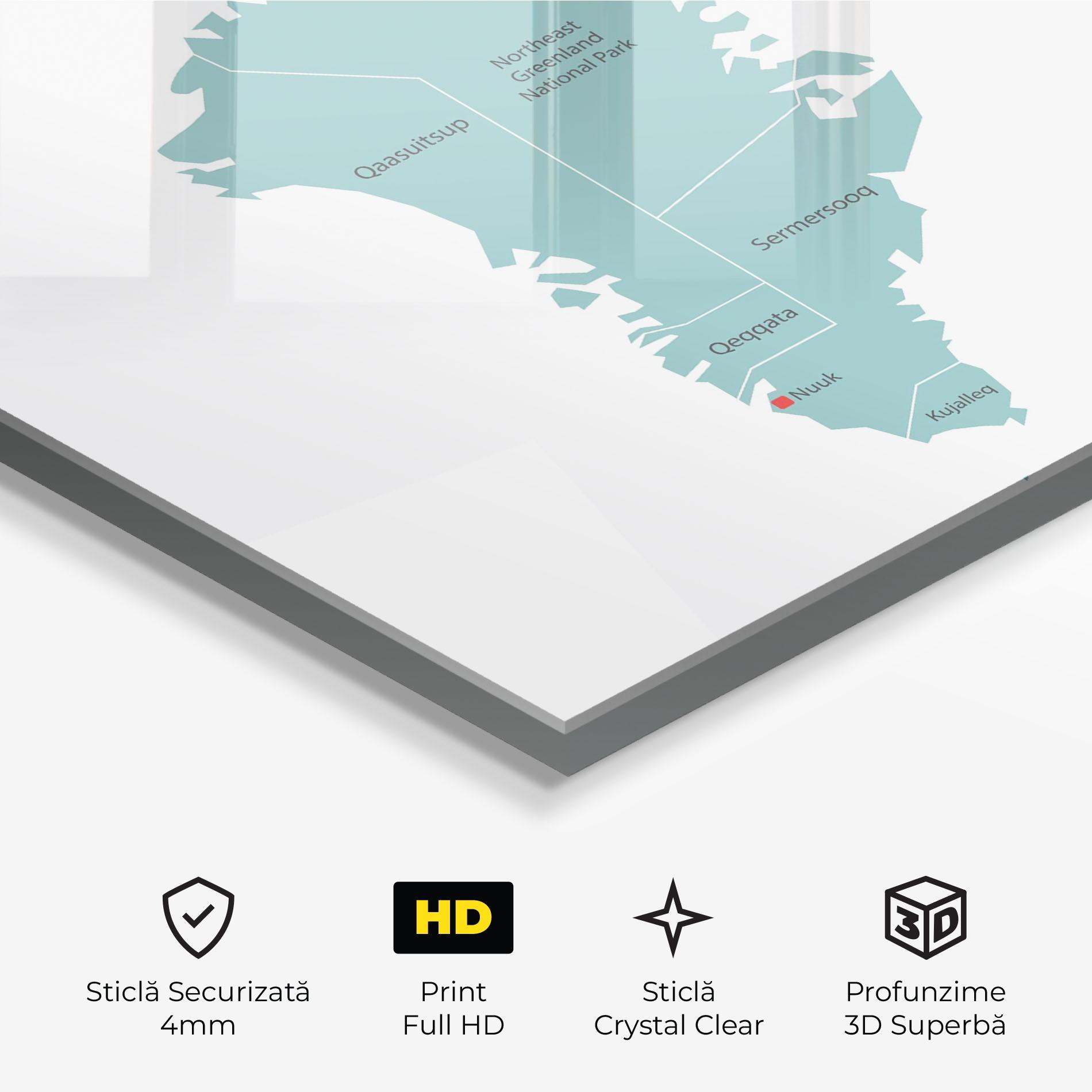 Tablou Sticla Greenland Map mockup 3
