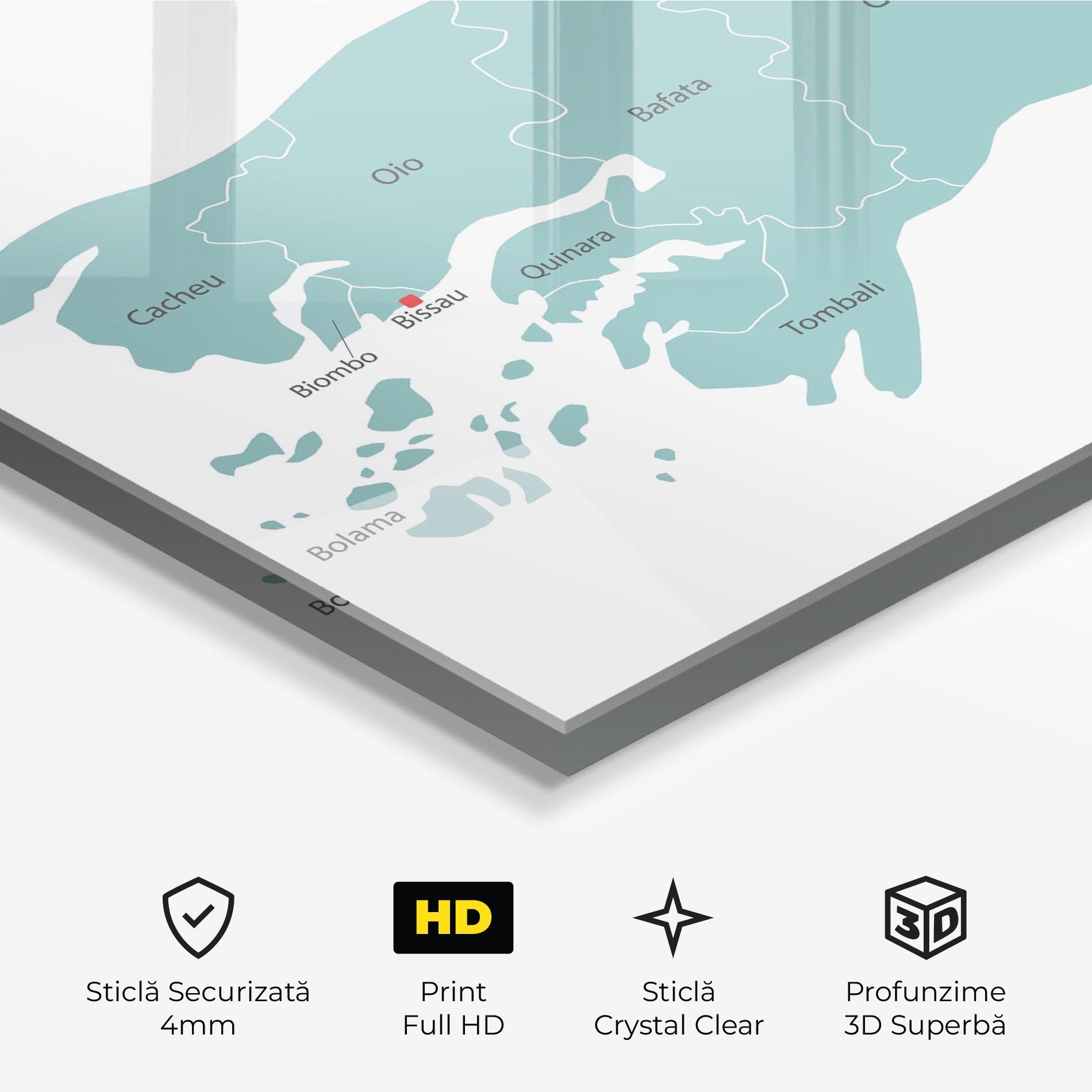 Tablou Sticla Guinea Bissau Map mockup 3